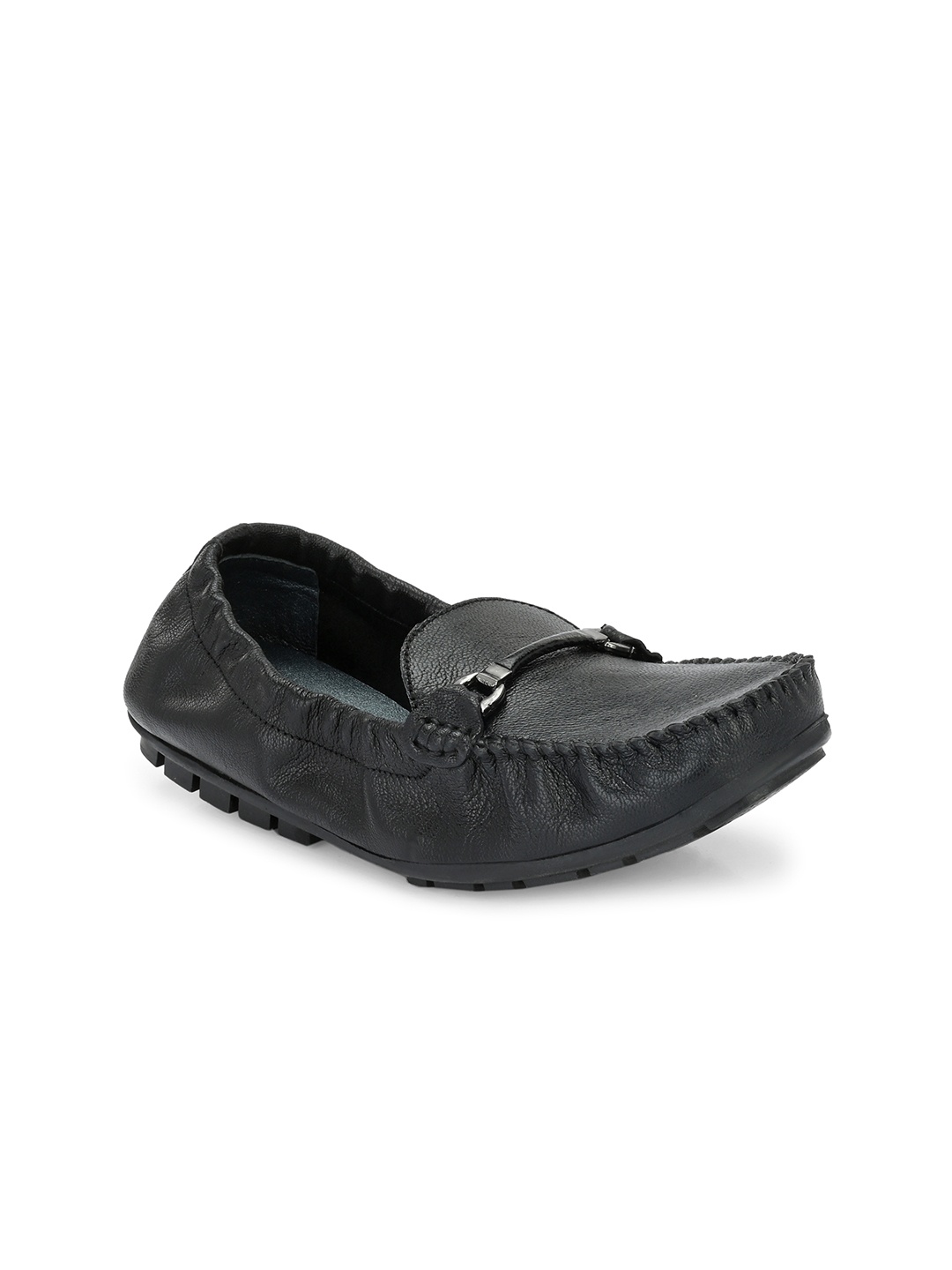 

Egoss Women Textured Leather Tassel Loafers, Black