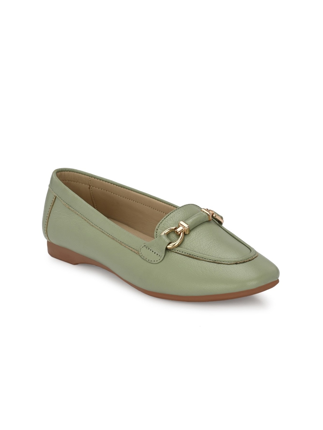 

Egoss Women Round Toe Lightweight Leather Loafers, Sea green