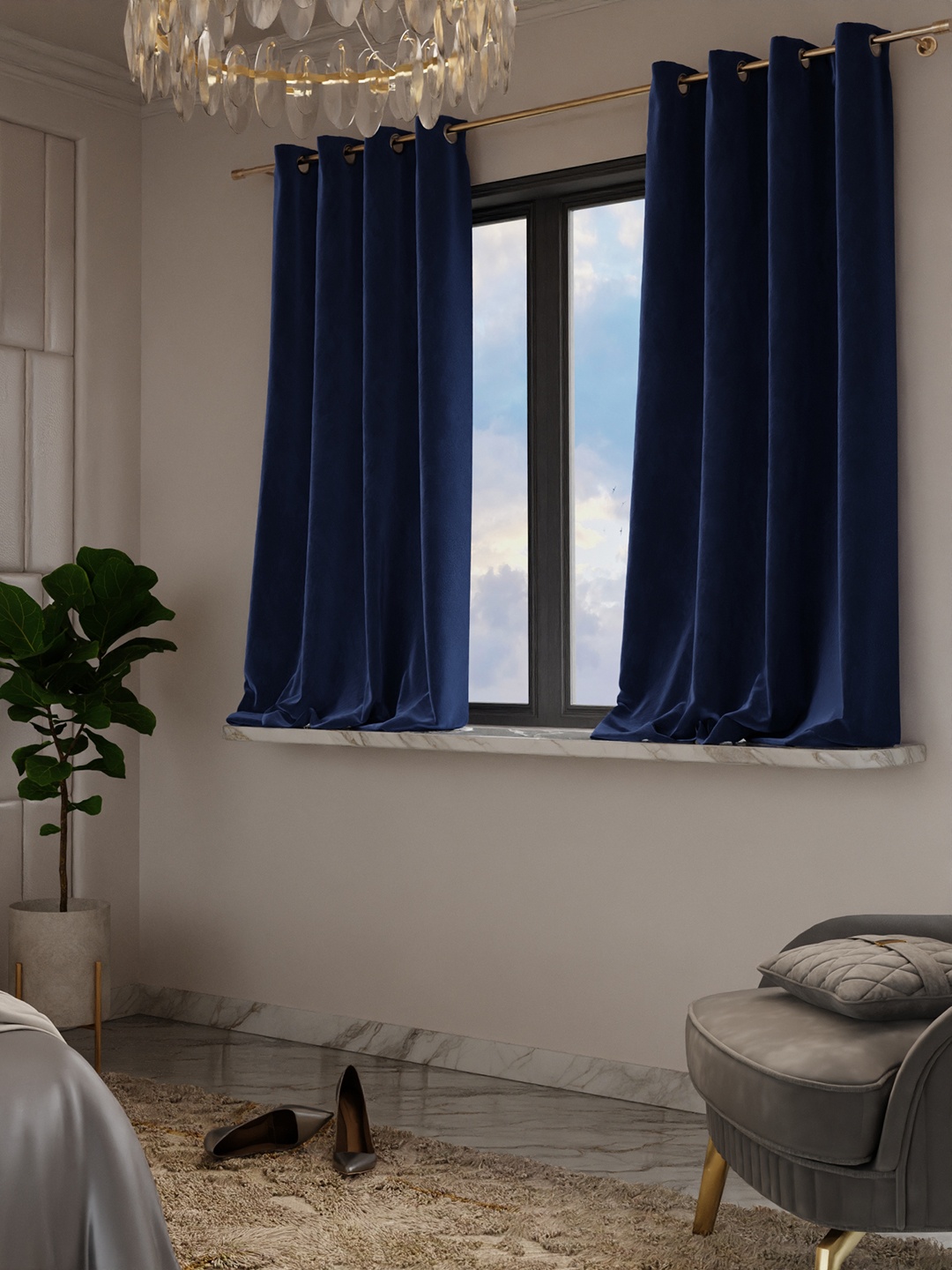 

Stao Paris Date Night Satin Velvet Blue Enigma Window Curtain