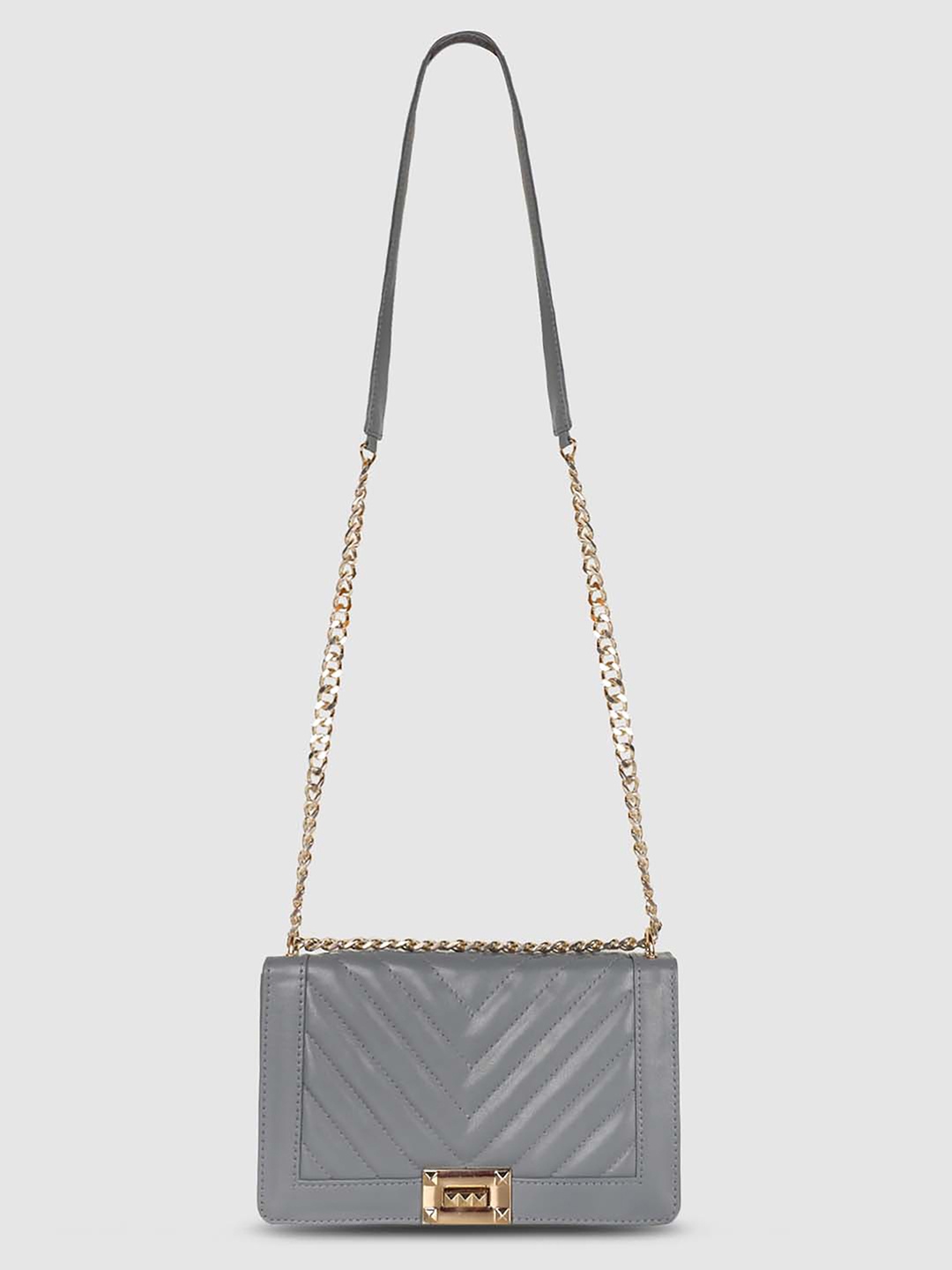 

Poppy Preach Textured Structured Shoulder Bag, Grey