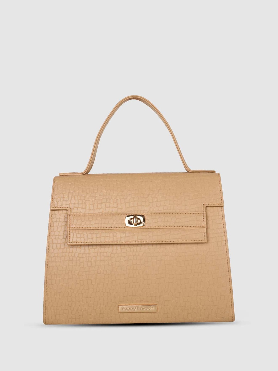 

Poppy Preach Textured Structured Handheld Bag, Beige