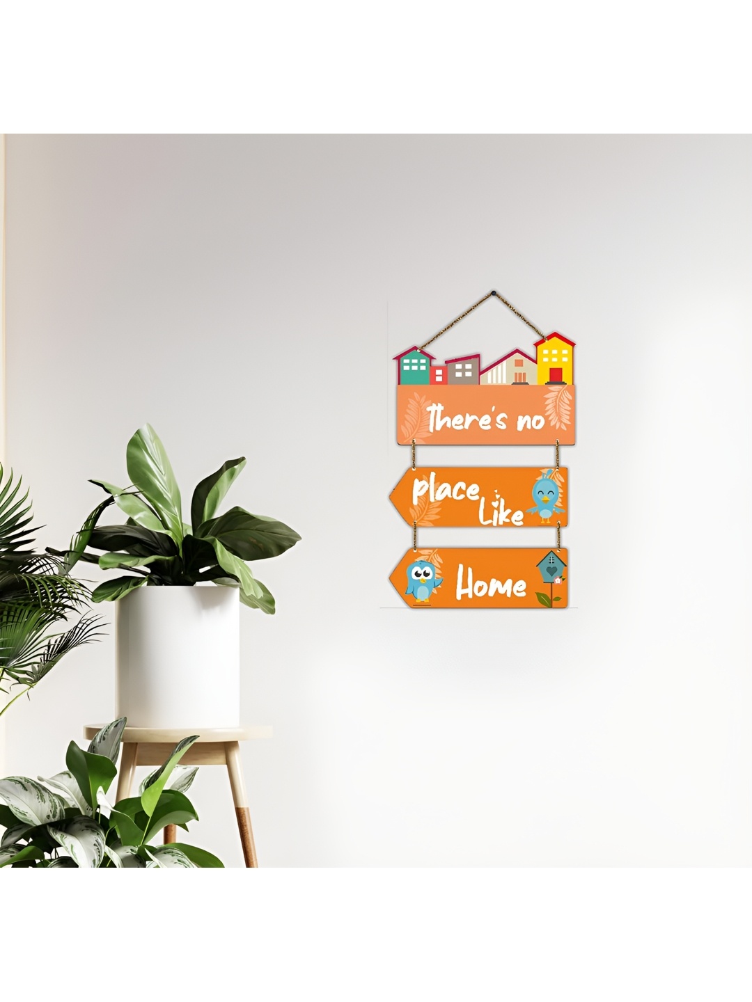 

Home Delight White & Orange-Coloured Quotes Painted Wooden Wall Hanging