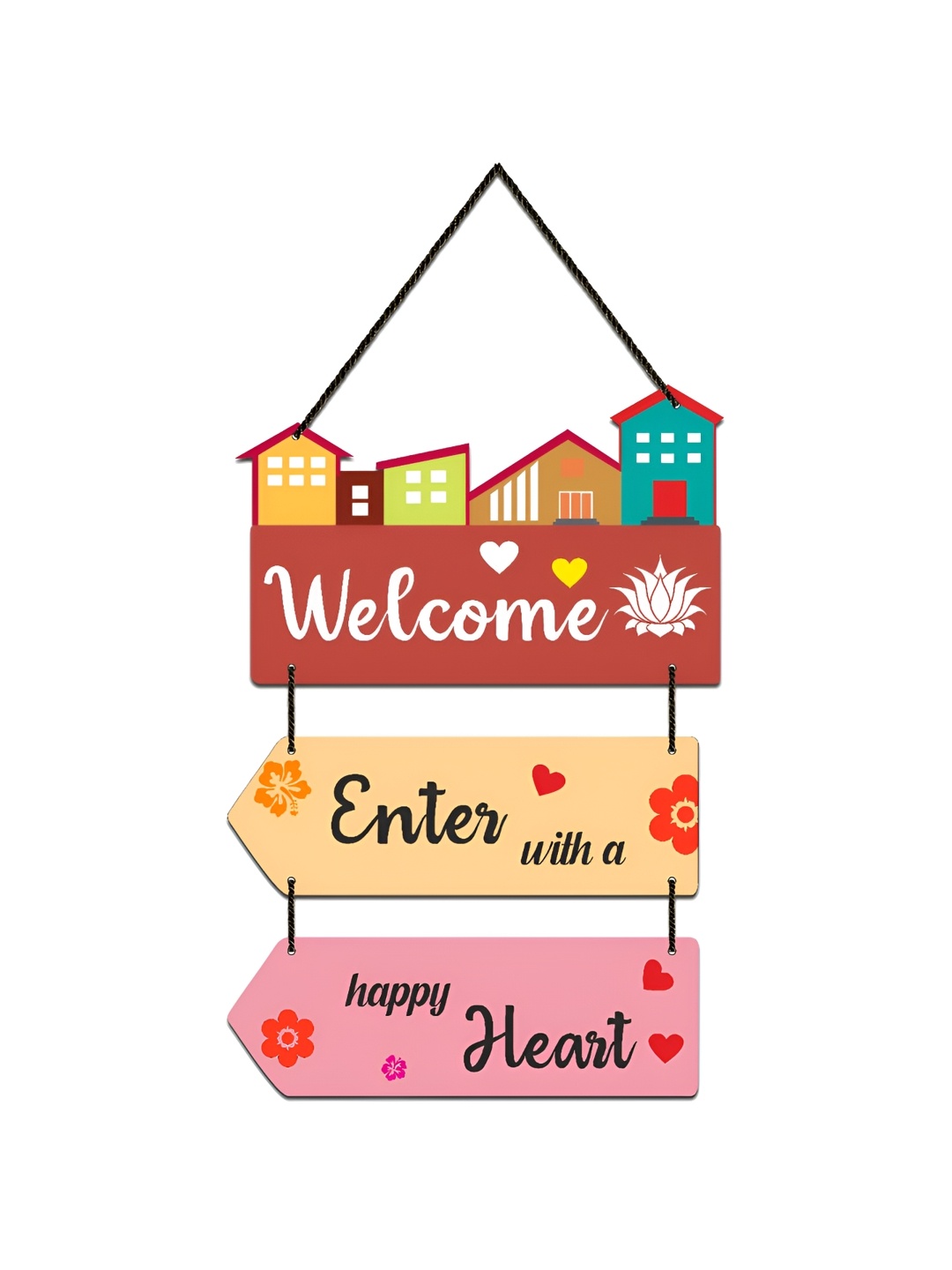 

Home Delight Brown & Pink Welcome Printed Hanging Wall Decor