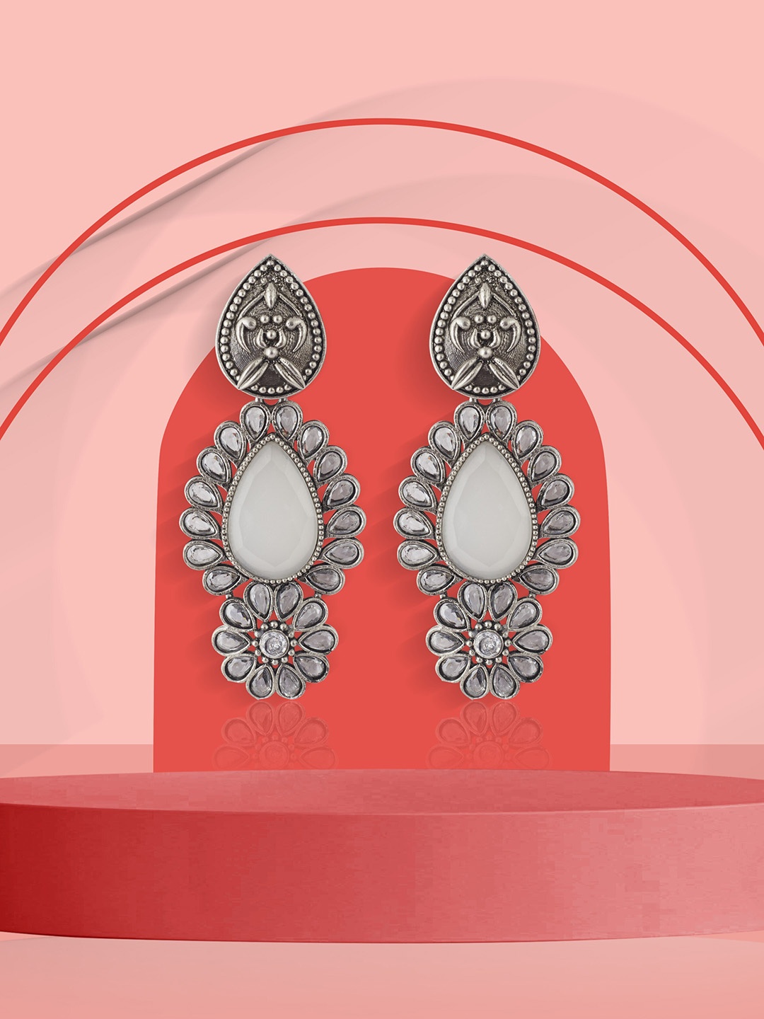 

GRLIE Silver-Plated Teardrop Shaped Drop Earrings