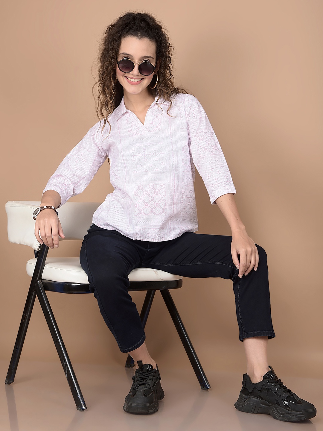 

Crimsoune Club Cotton Shirt Style Top, Peach