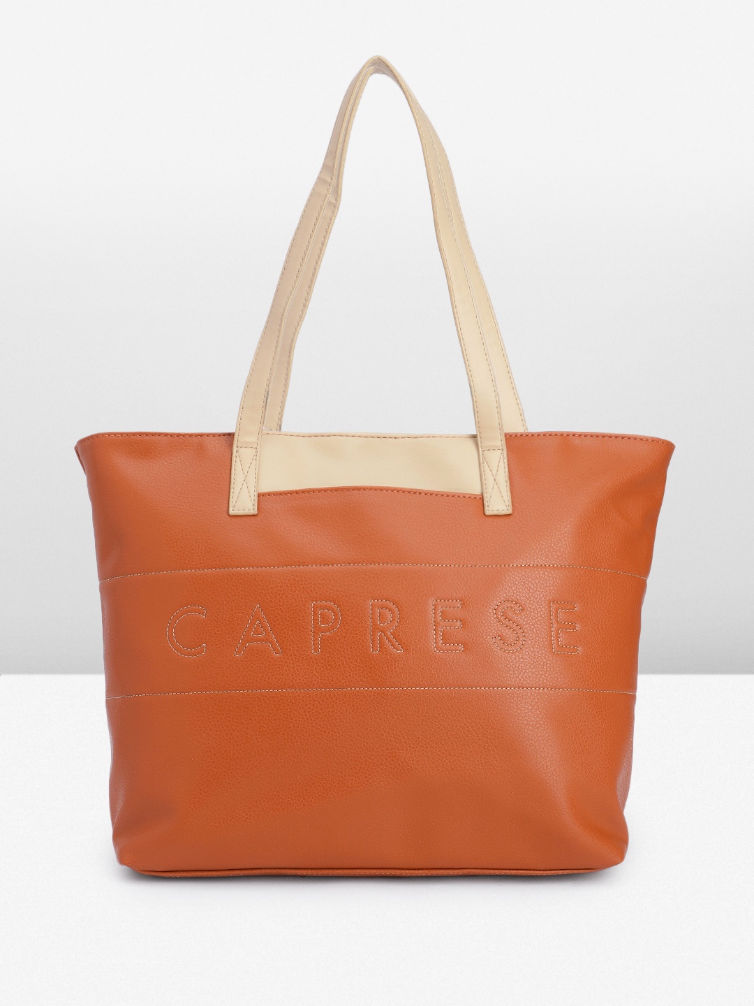

Caprese Brand Logo Thread Design Shoulder Bag, Tan