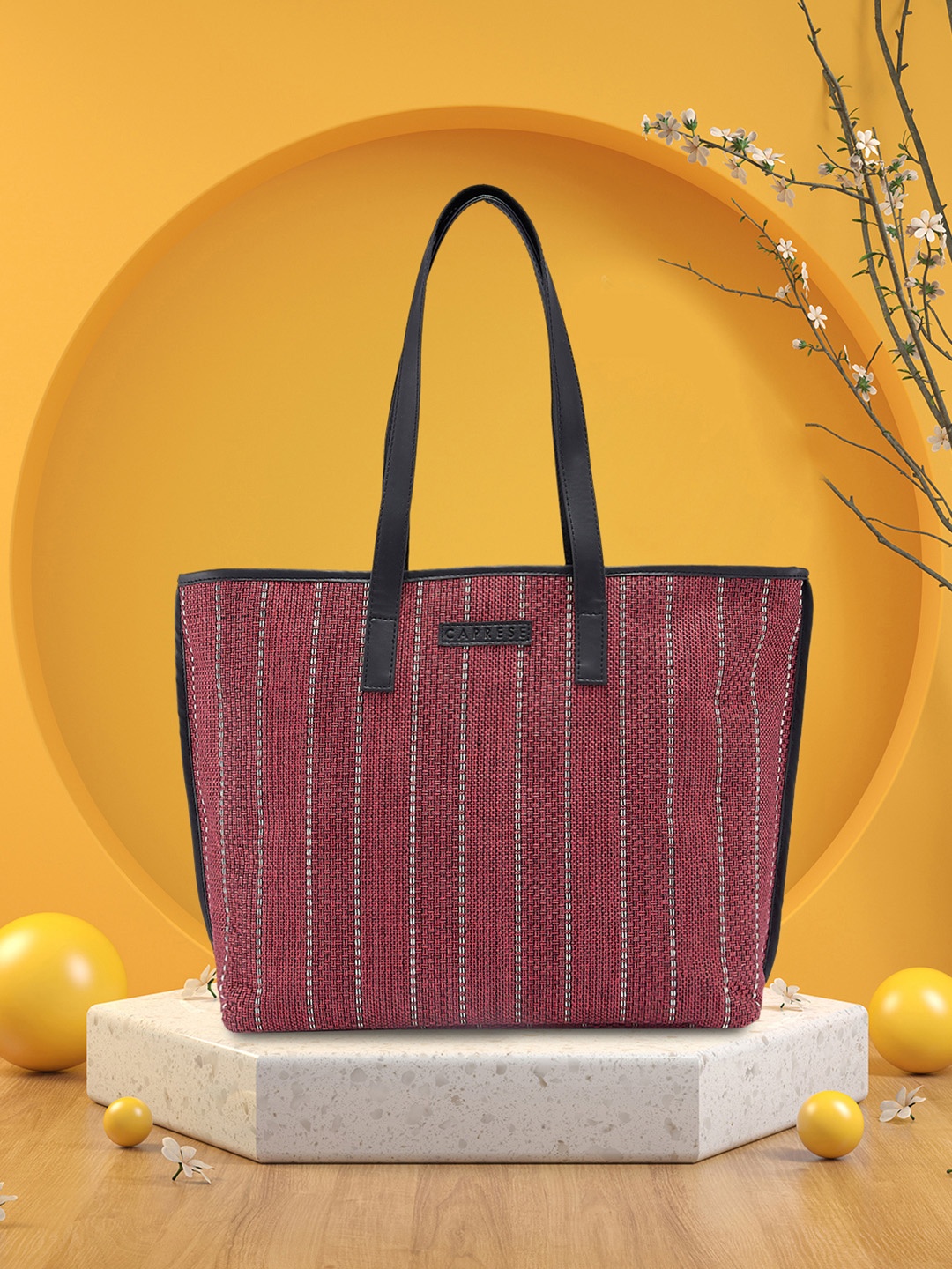 

Caprese Evana Self-Striped Shoulder Bag, Maroon