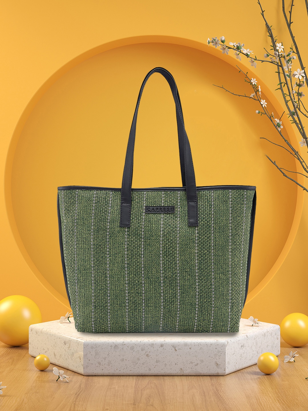 

Caprese Evana Self-Striped Shoulder Bag, Green