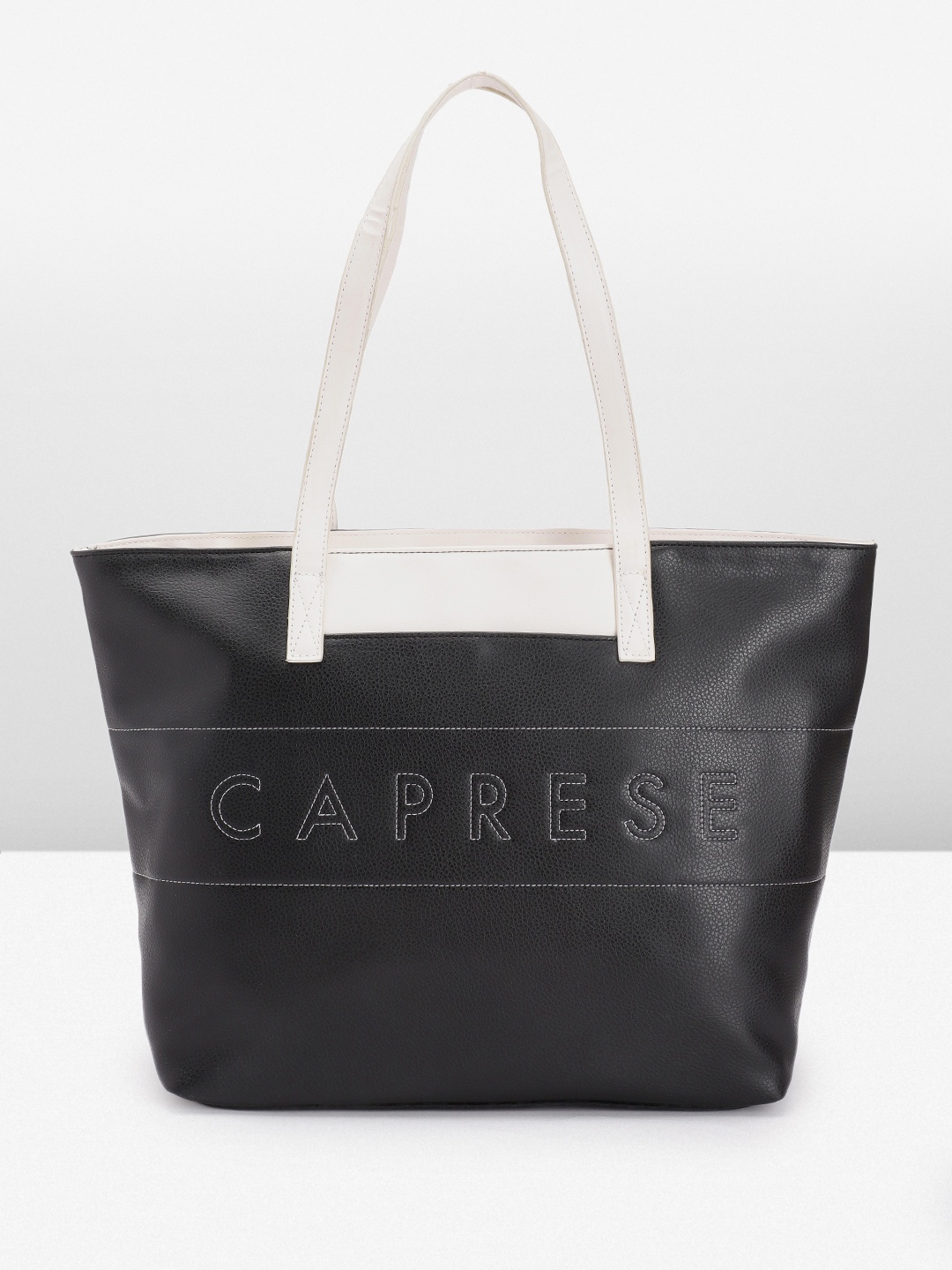 

Caprese Narni Brand Logo Thread Detail Textured Shoulder Bag, Black