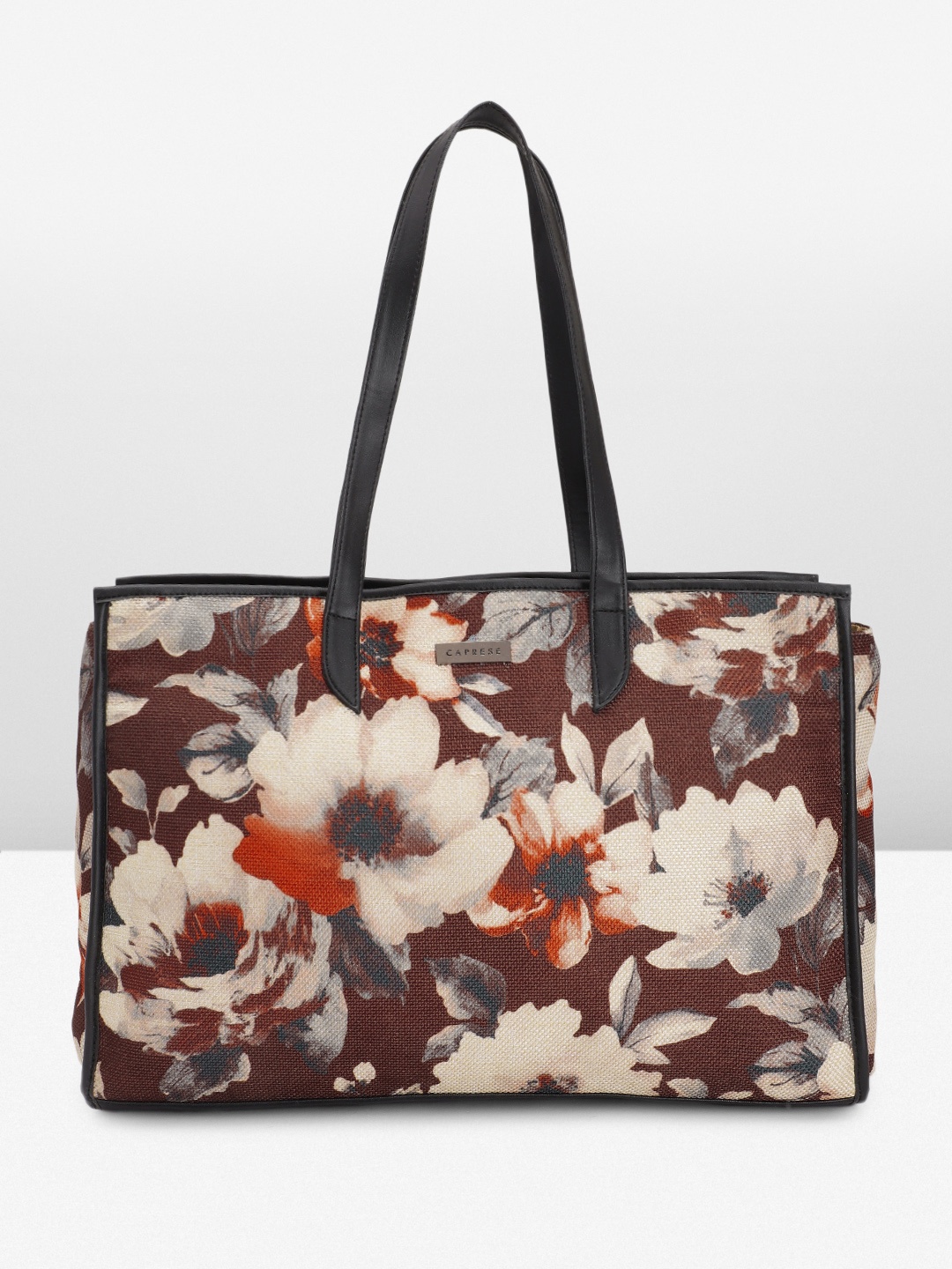 

Caprese Floral Printed Structured Shoulder Bag, Brown