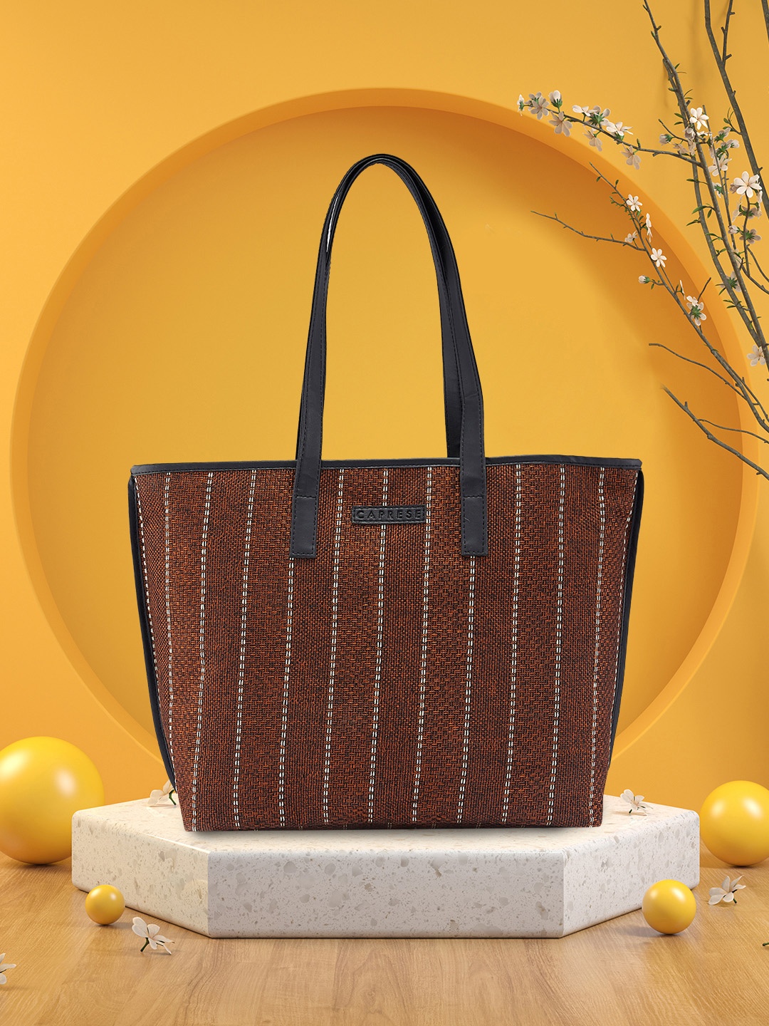 

Caprese Evana Self-Striped Shoulder Bag, Rust