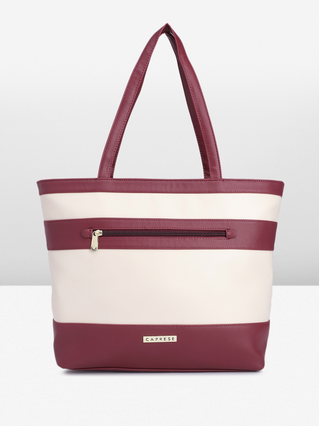 

Caprese Colourblocked Structured Shoulder Bag, Maroon