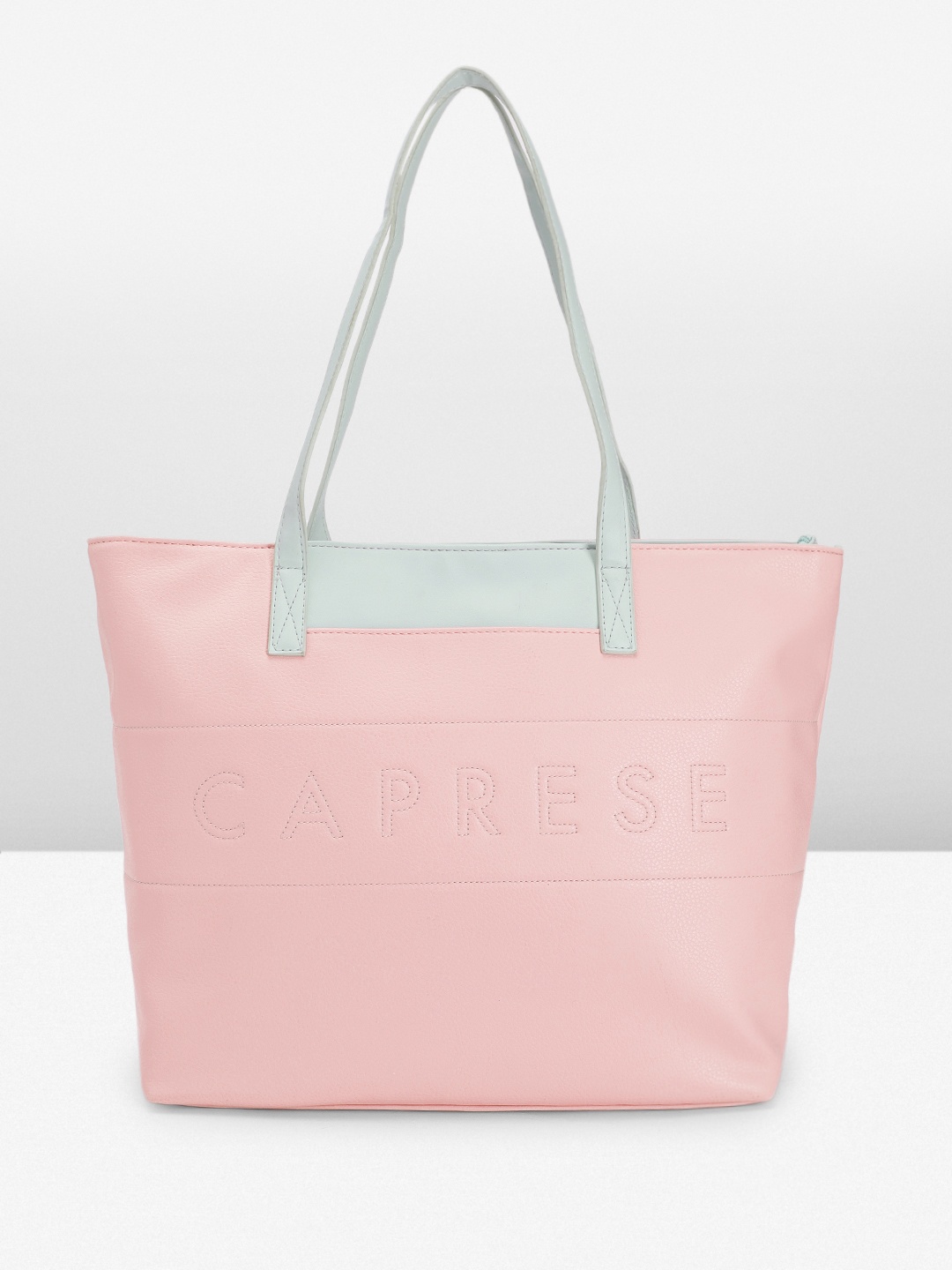 

Caprese Brand Logo Embroidered Structured Shoulder Bag, Pink