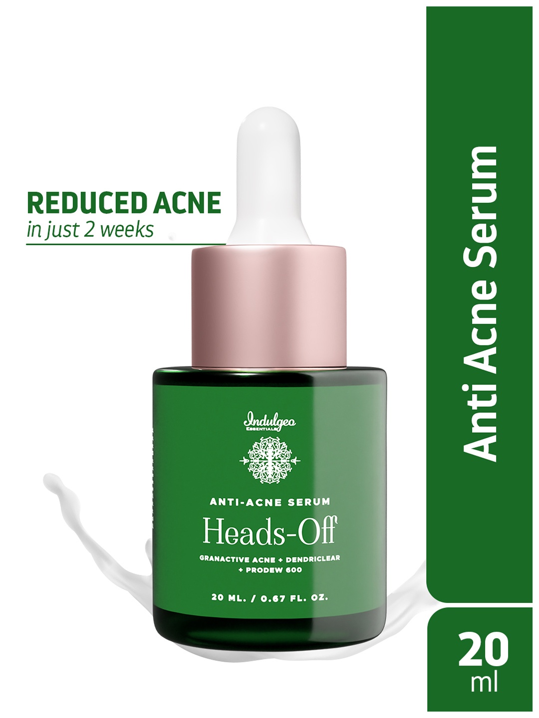 

Indulgeo Essentials Heads-Off Anti Acne Serum For Acne, Whiteheads & Blackheads - 20 ml, Green