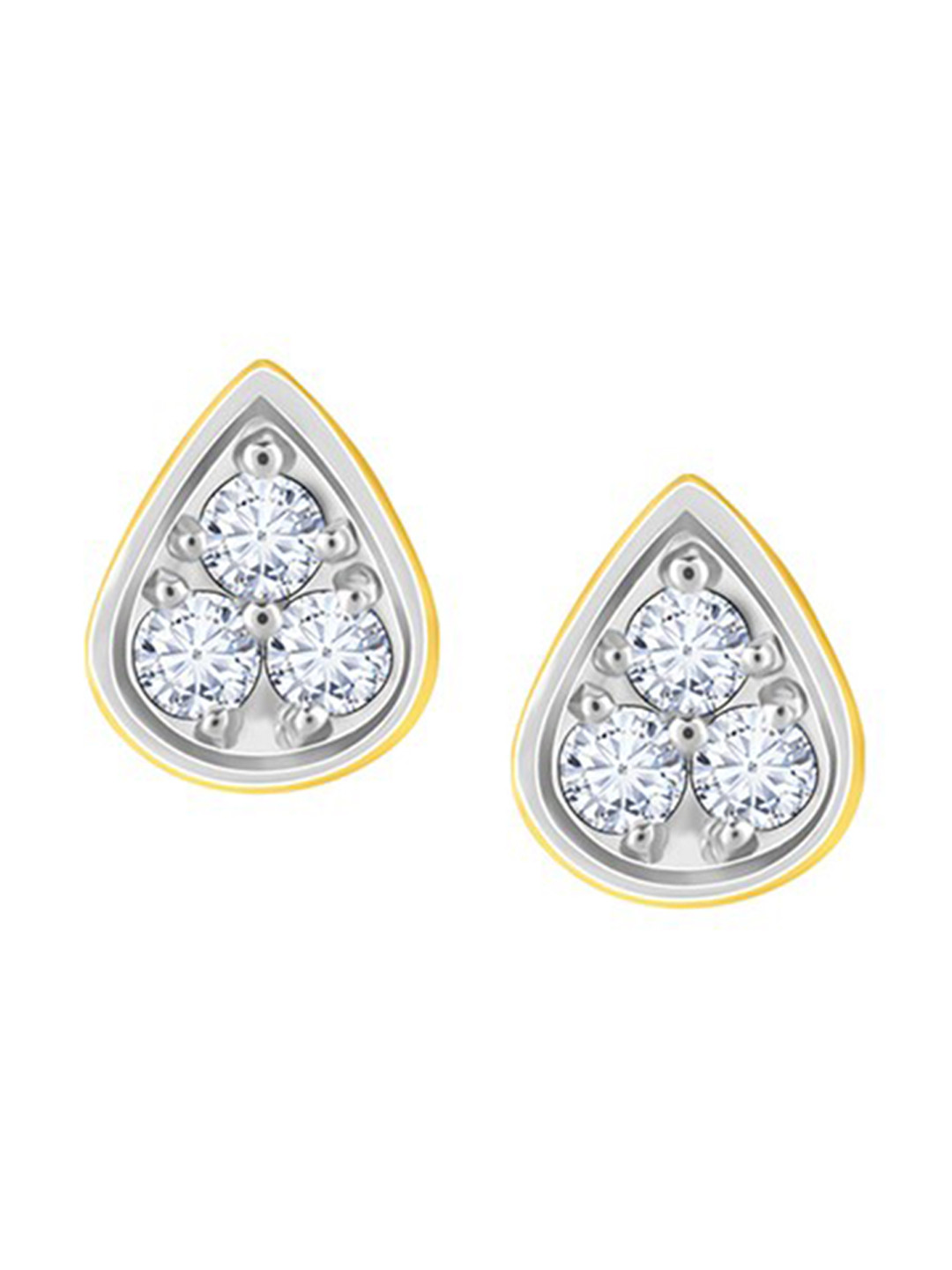 

GIVA 14KT Gold Trio Diamond Studded Earrings-
