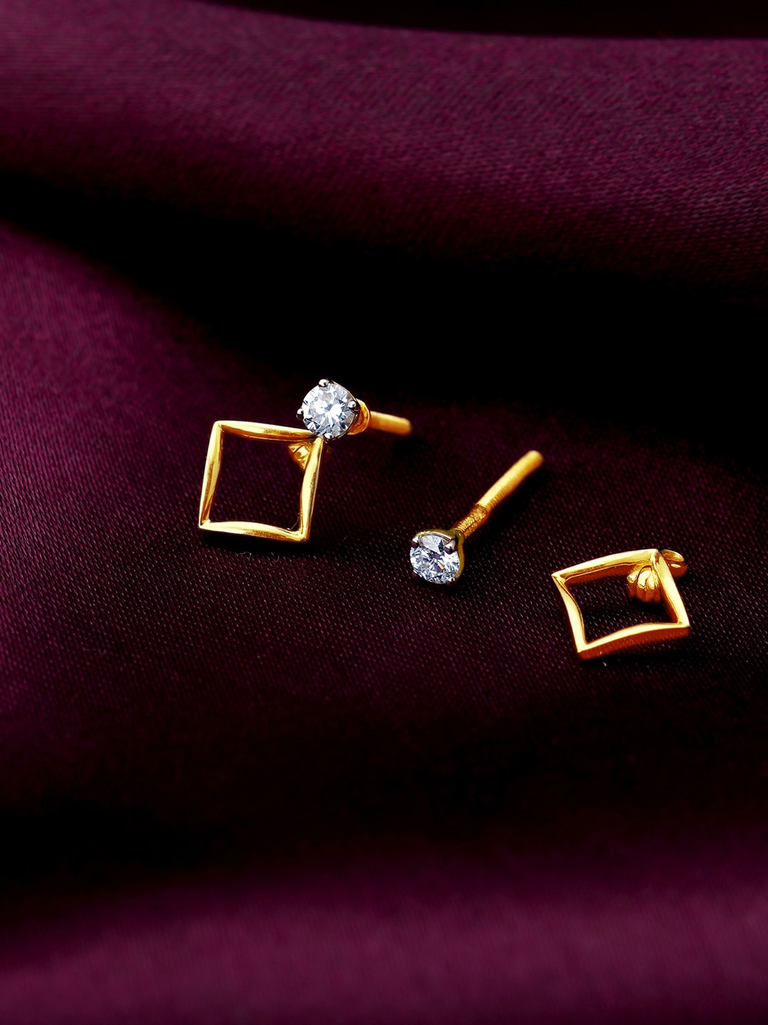 

GIVA 14KT Gold Radiance Convertible Diamond Studded Earrings