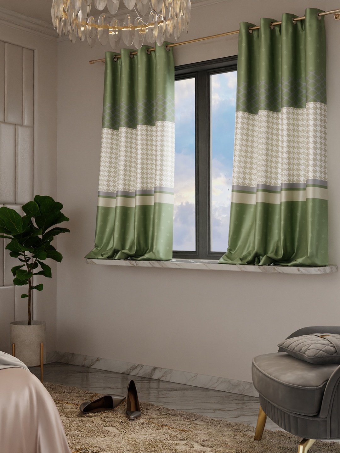 

Stoa Paris Versailles Satin Printed Majestic Meadow Window Curtain, Olive
