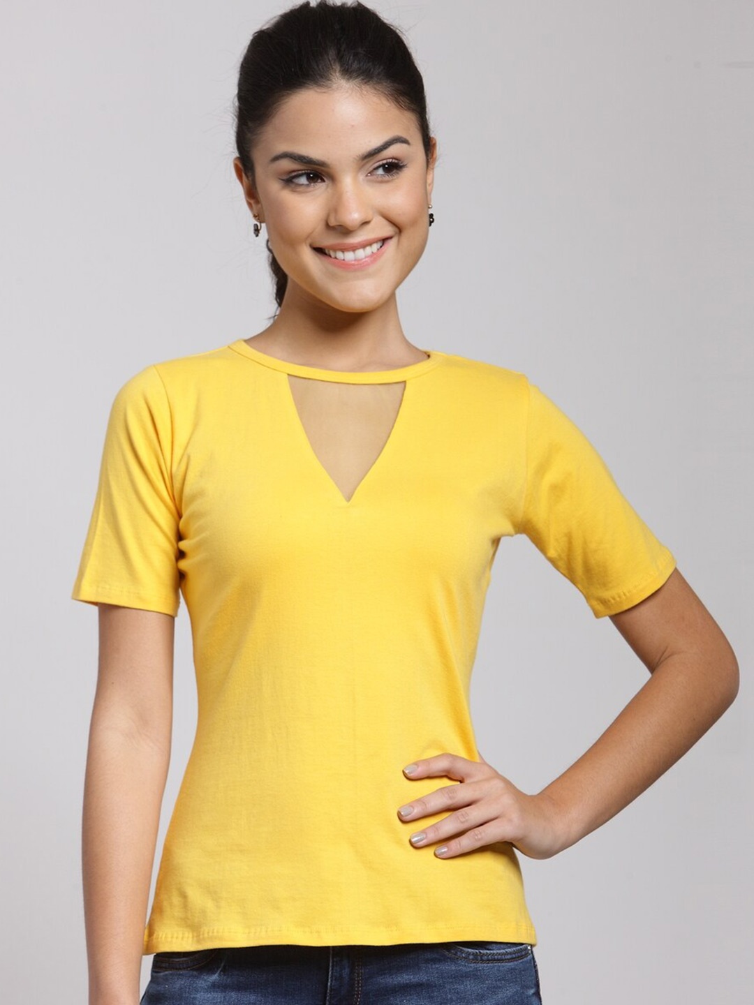 

BAESD Keyhole Neck Cotton Top, Yellow