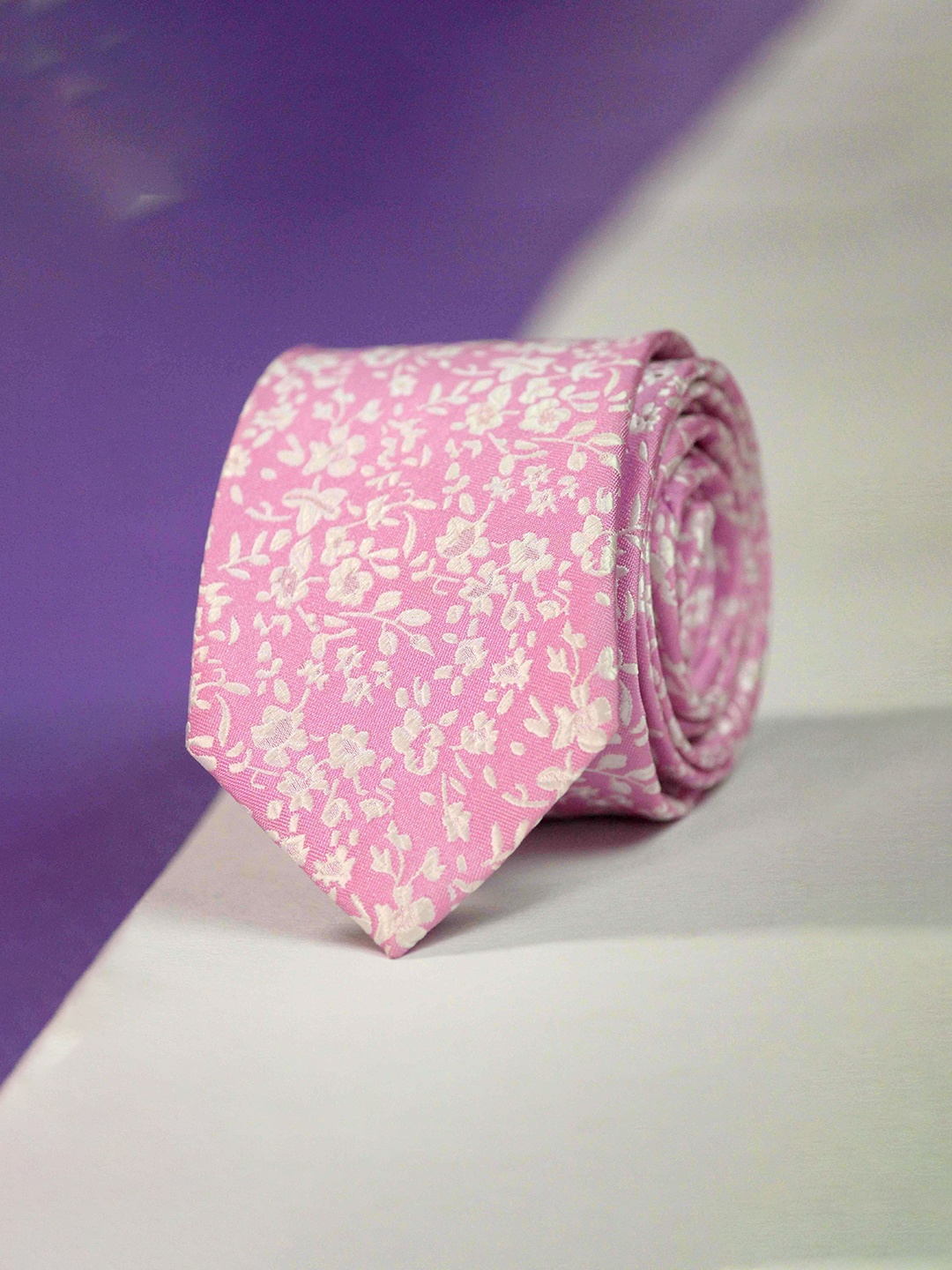 

Tossido Men Woven Design Skinny Tie, Pink