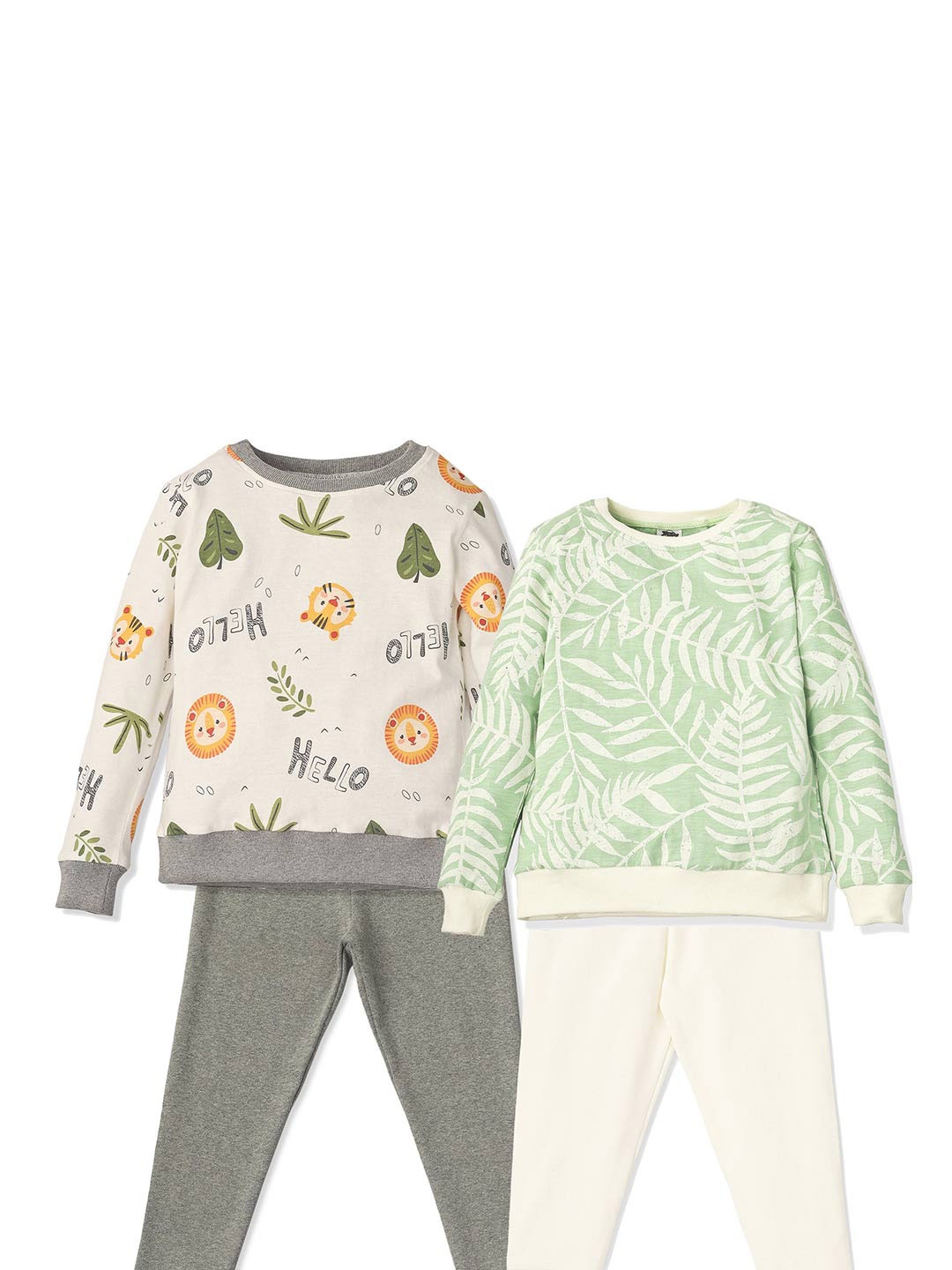 

BforBlossom Kids Pack Of 2 Printed Pure Cotton T-shirts With Lounge Pants, White