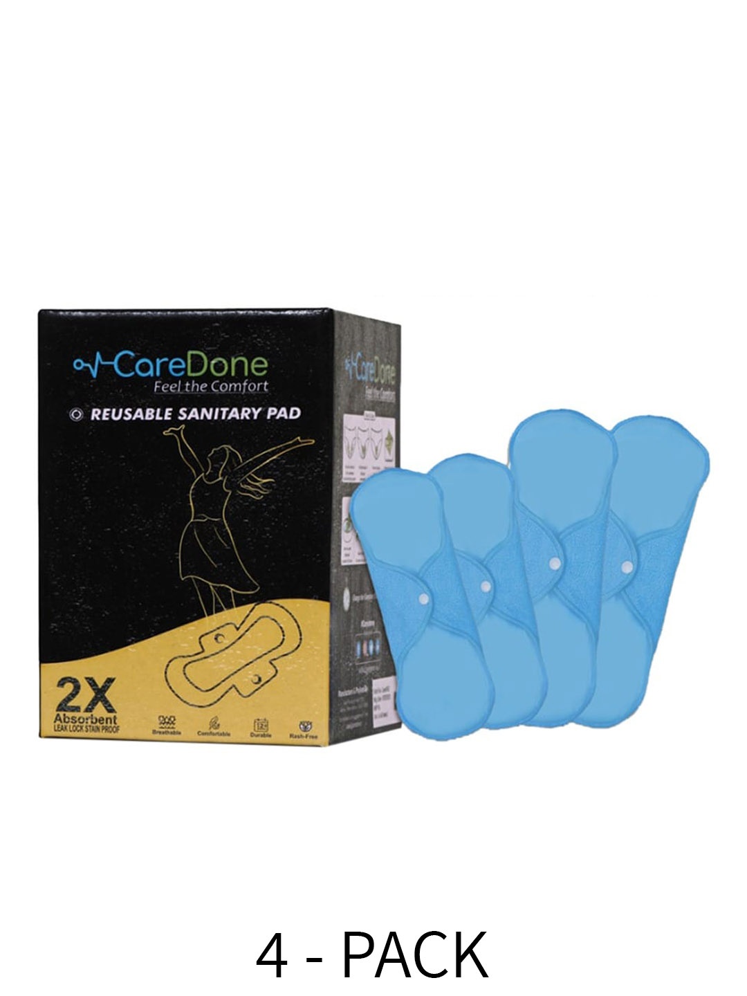 

CareDone Reusable 2-Pcs Maxi Pad & 2-Pcs Super Maxi Sanitary Pad, Blue