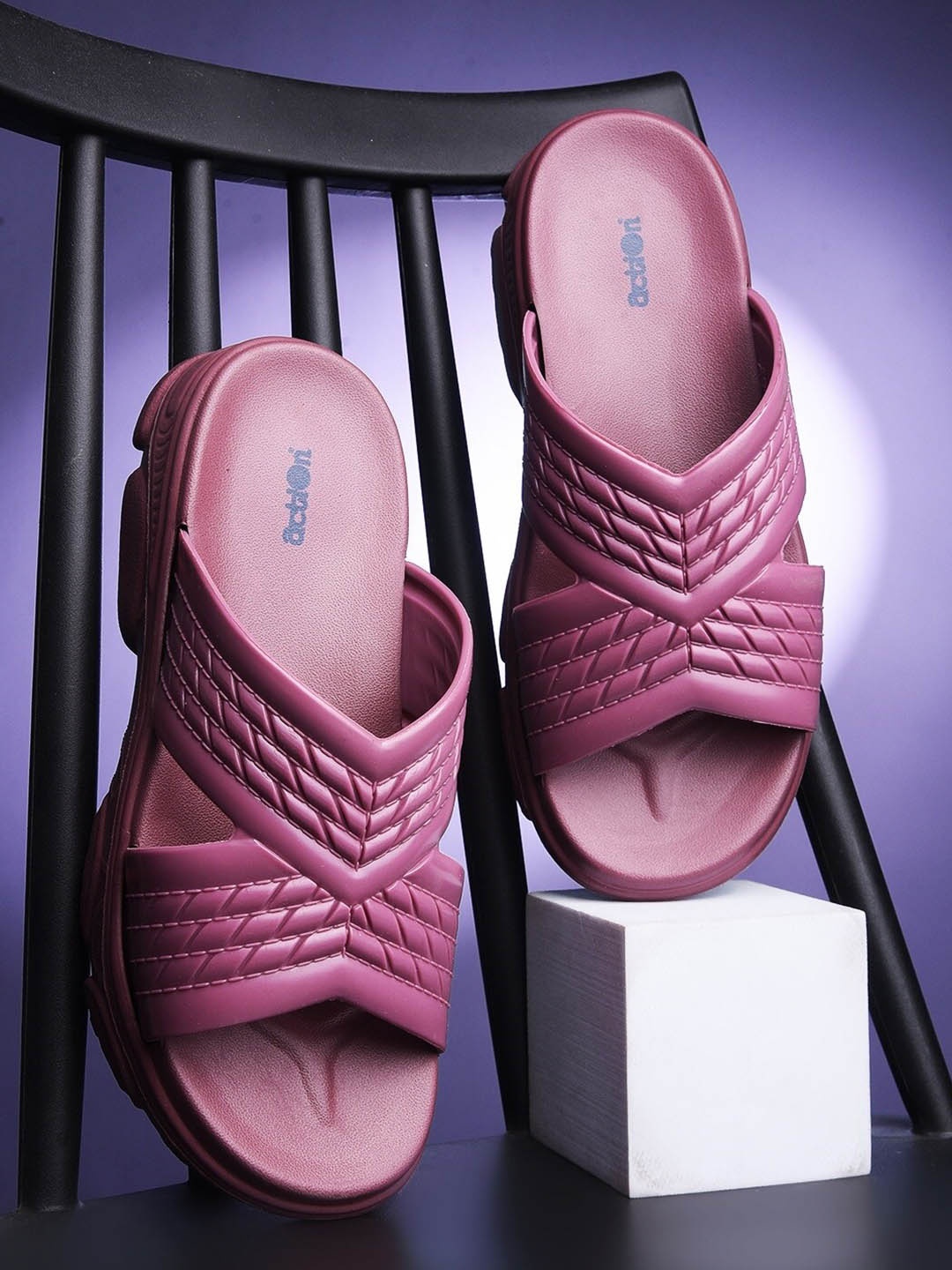 

Action Plus Women Rubber Sliders, Pink