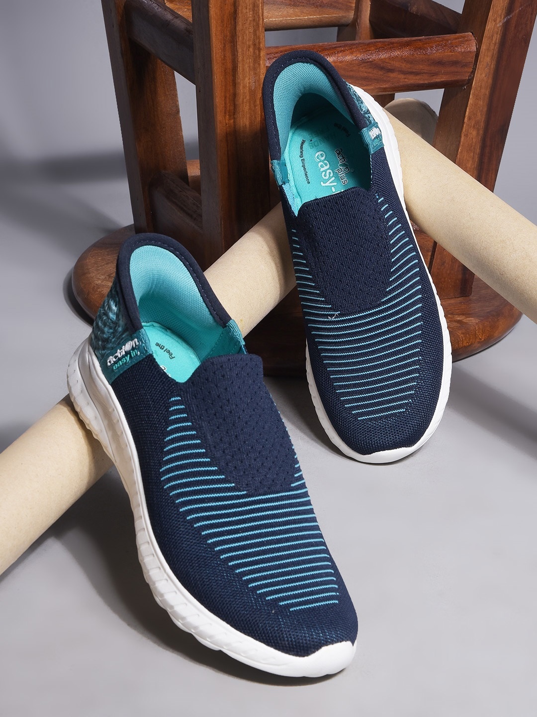 

Action Plus Women Striped Slip-On Sneakers, Navy blue