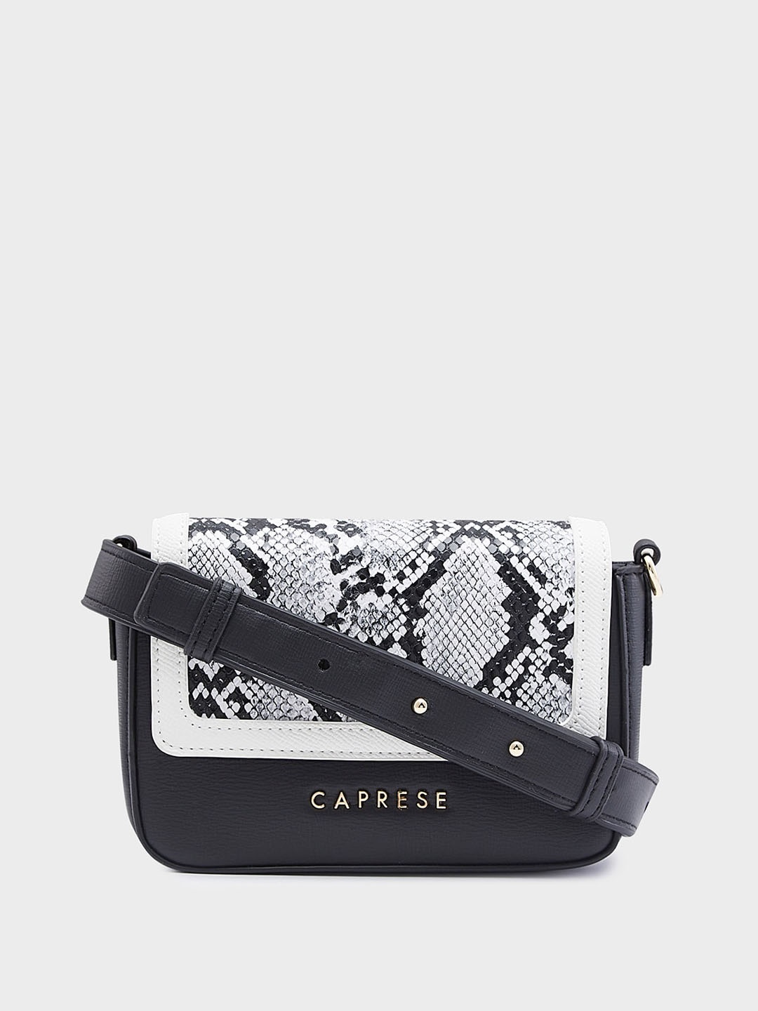 

Caprese Animal Textured PU Structured Sling Bag, Black