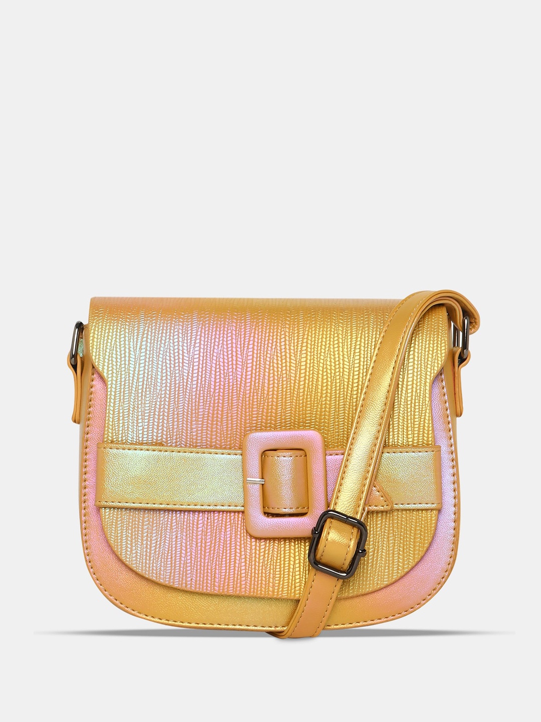 

Caprese Textured Structured Sling Bag, Yellow