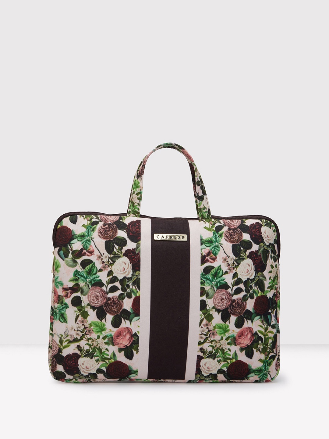 

Caprese Floral Printed Oversized Structured Handheld Bag, White