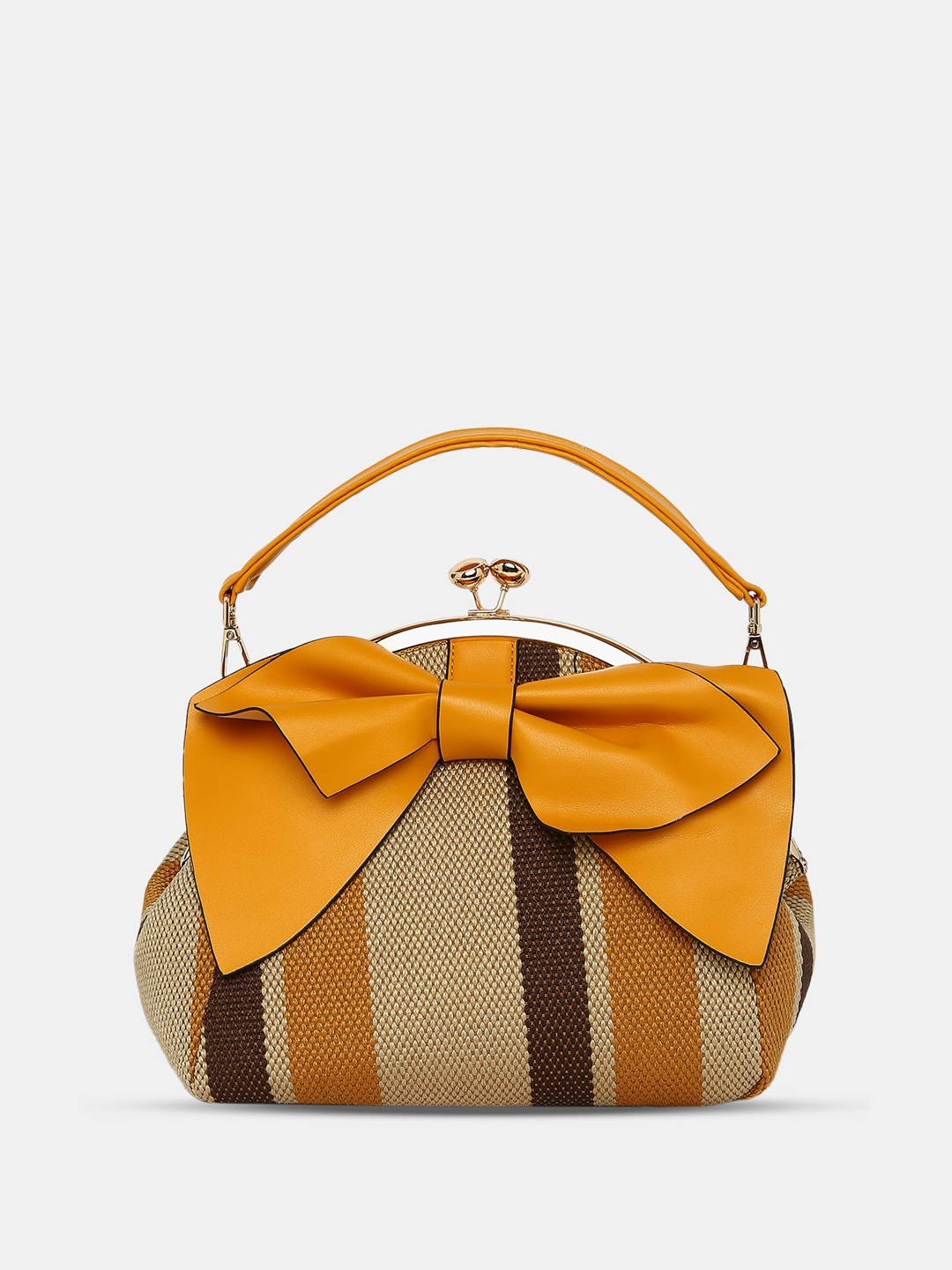 

Caprese Structured Cotton Handheld Bag with Bow Detail, Yellow