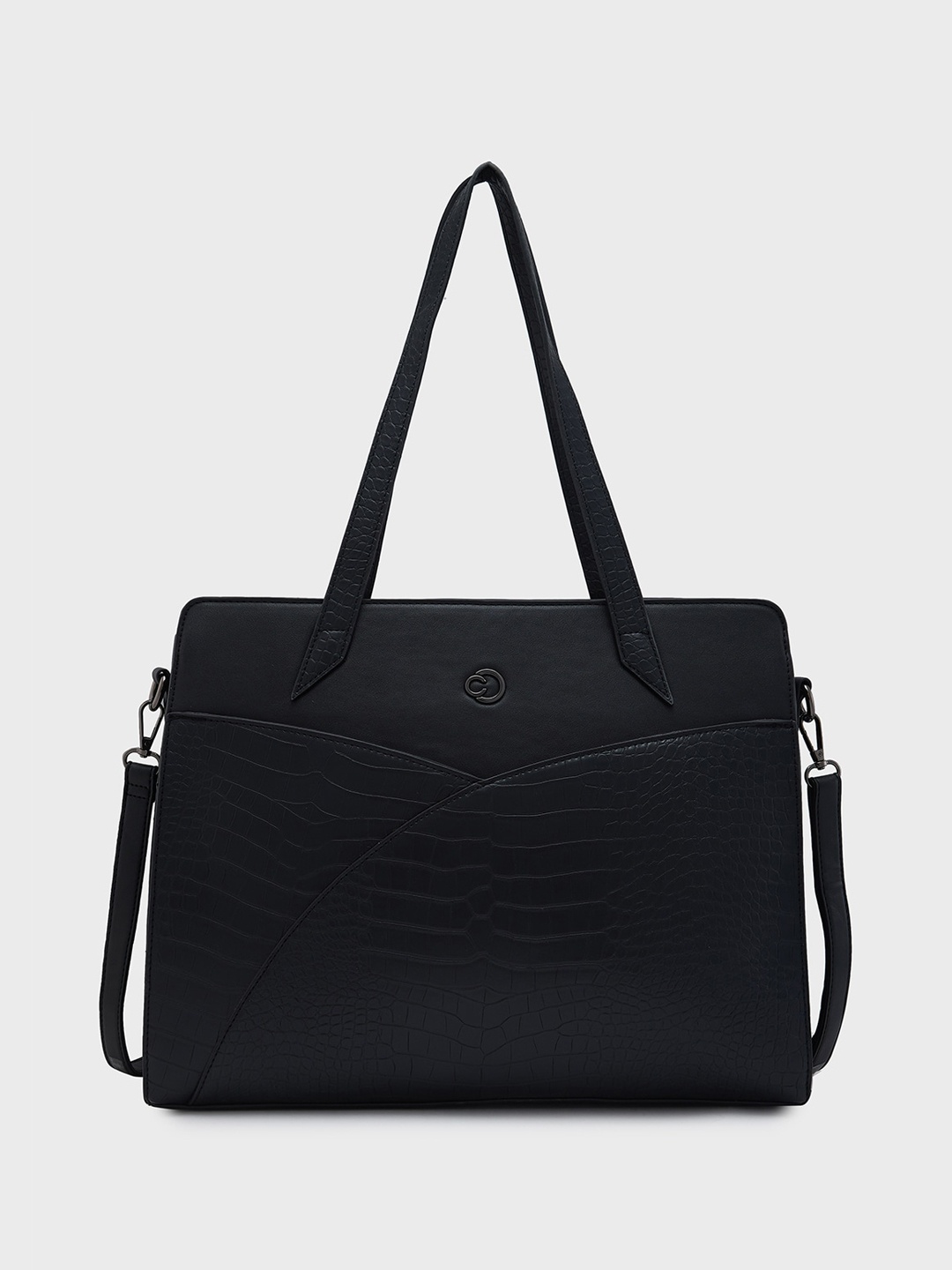 

Caprese Textured Zip Detail Synthetic Leather Handheld Bag Up to 16 inch, Black
