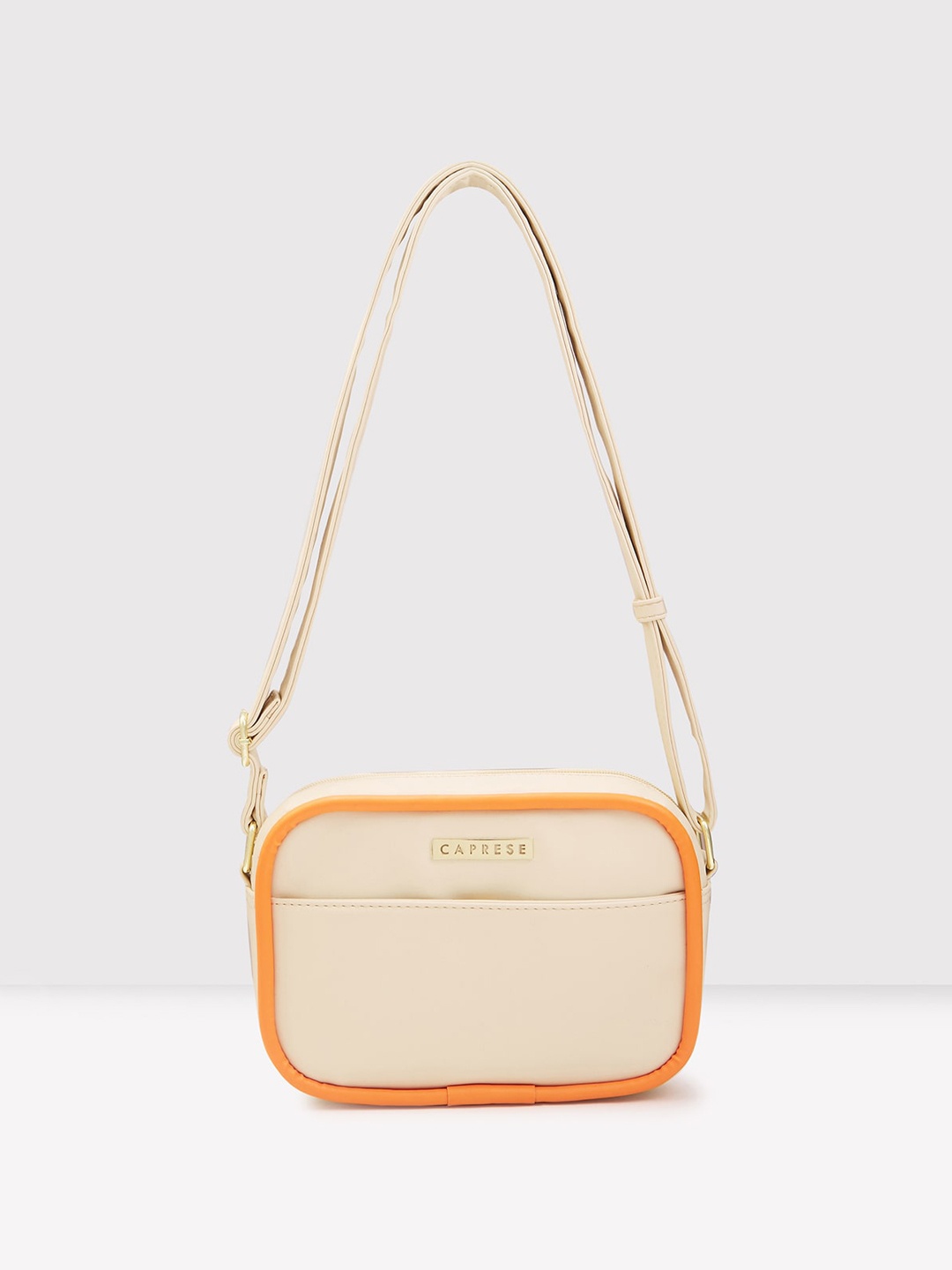 

Caprese Zip Detail PU Structured Sling Bag, White