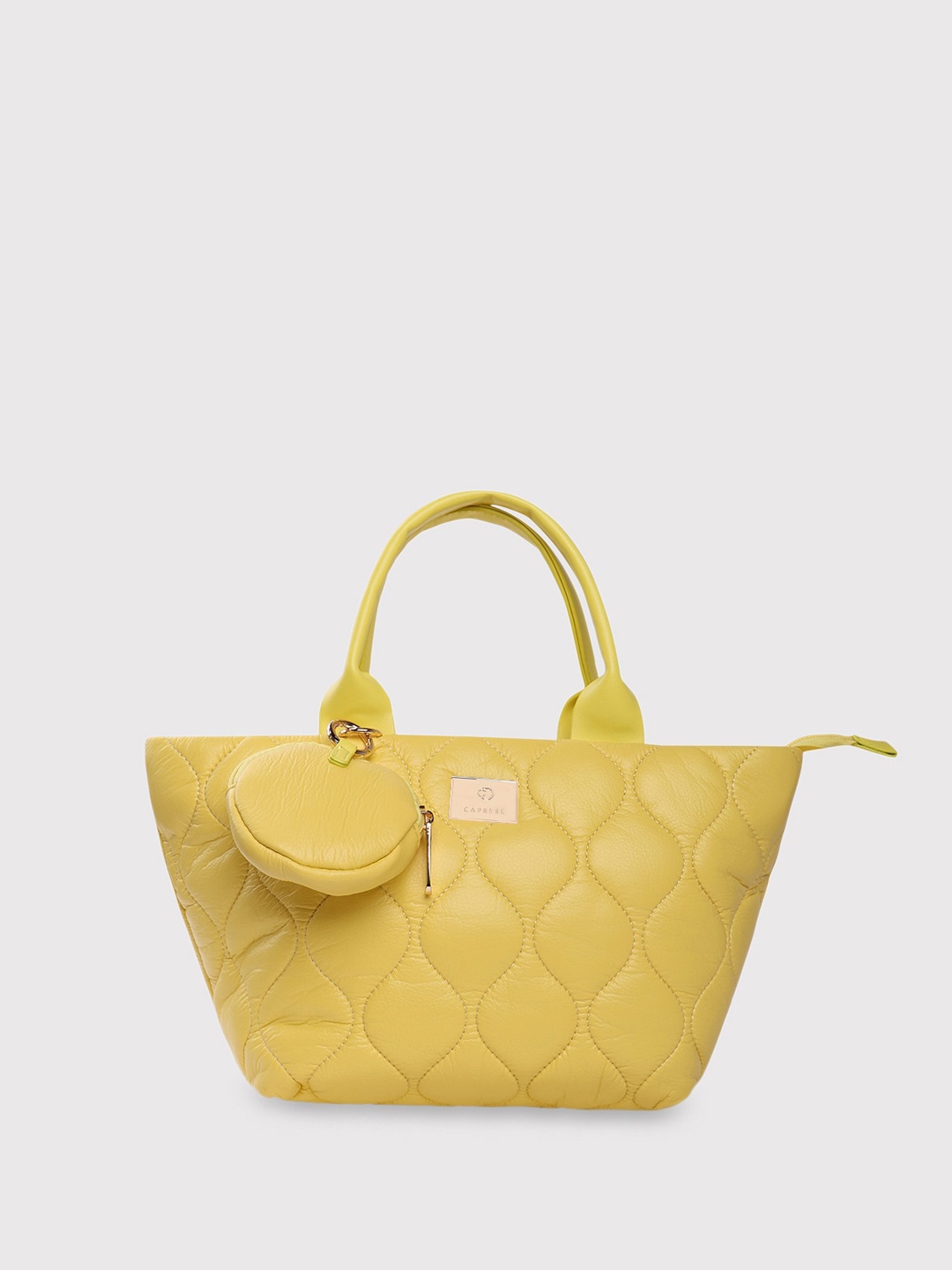

Caprese Structured Handheld Bag with Quilted, Yellow