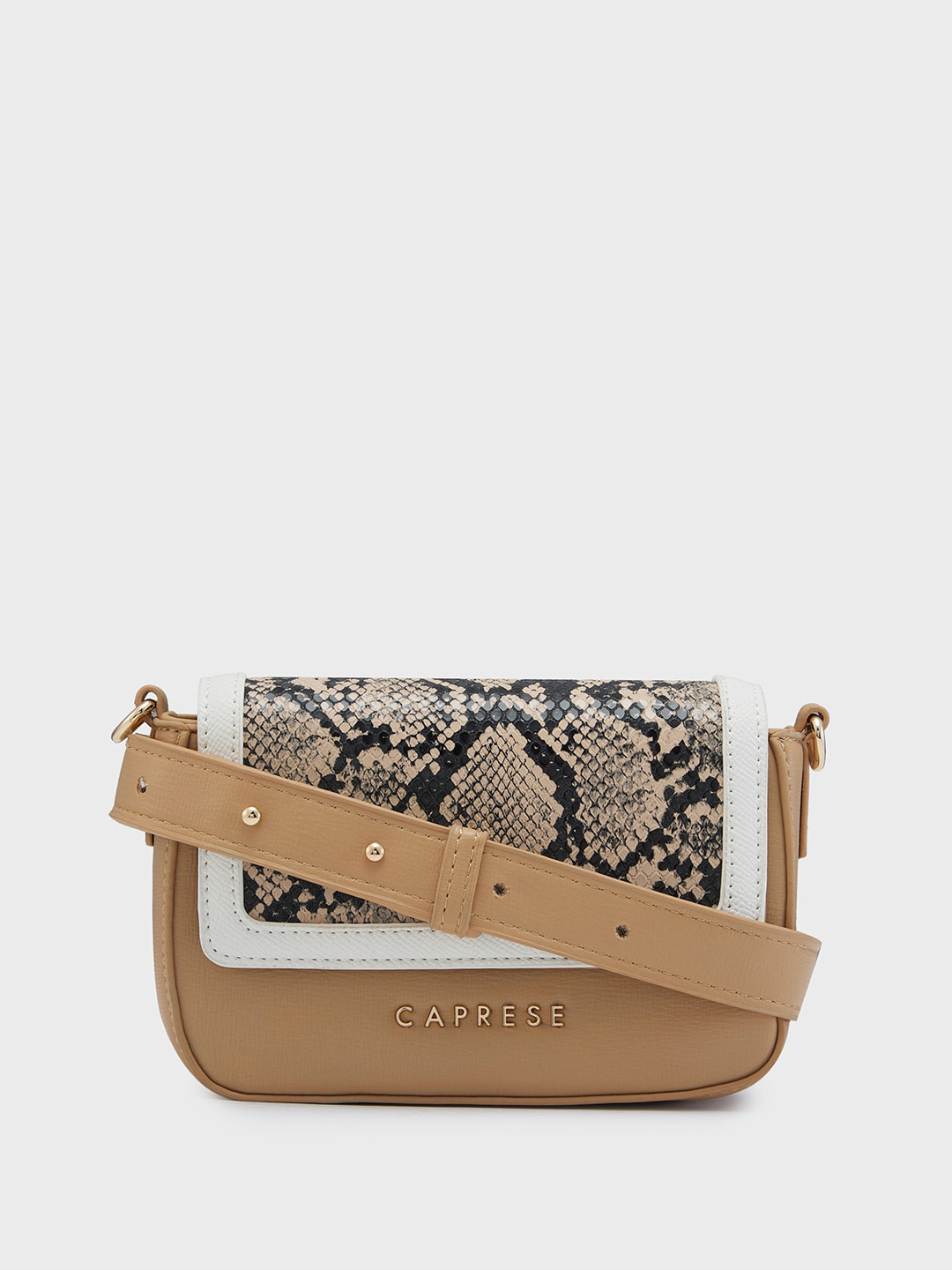

Caprese Animal Textured PU Swagger Sling Bag, Brown