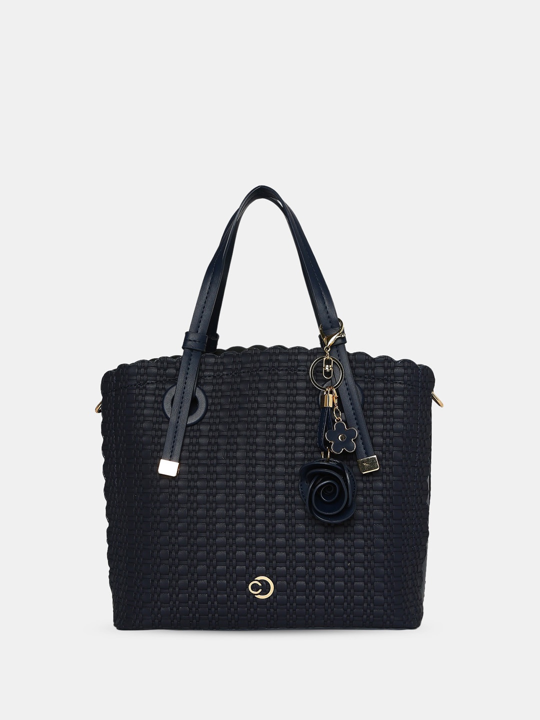 

Caprese ANDREA Textured Structured Handheld Bag, Navy blue