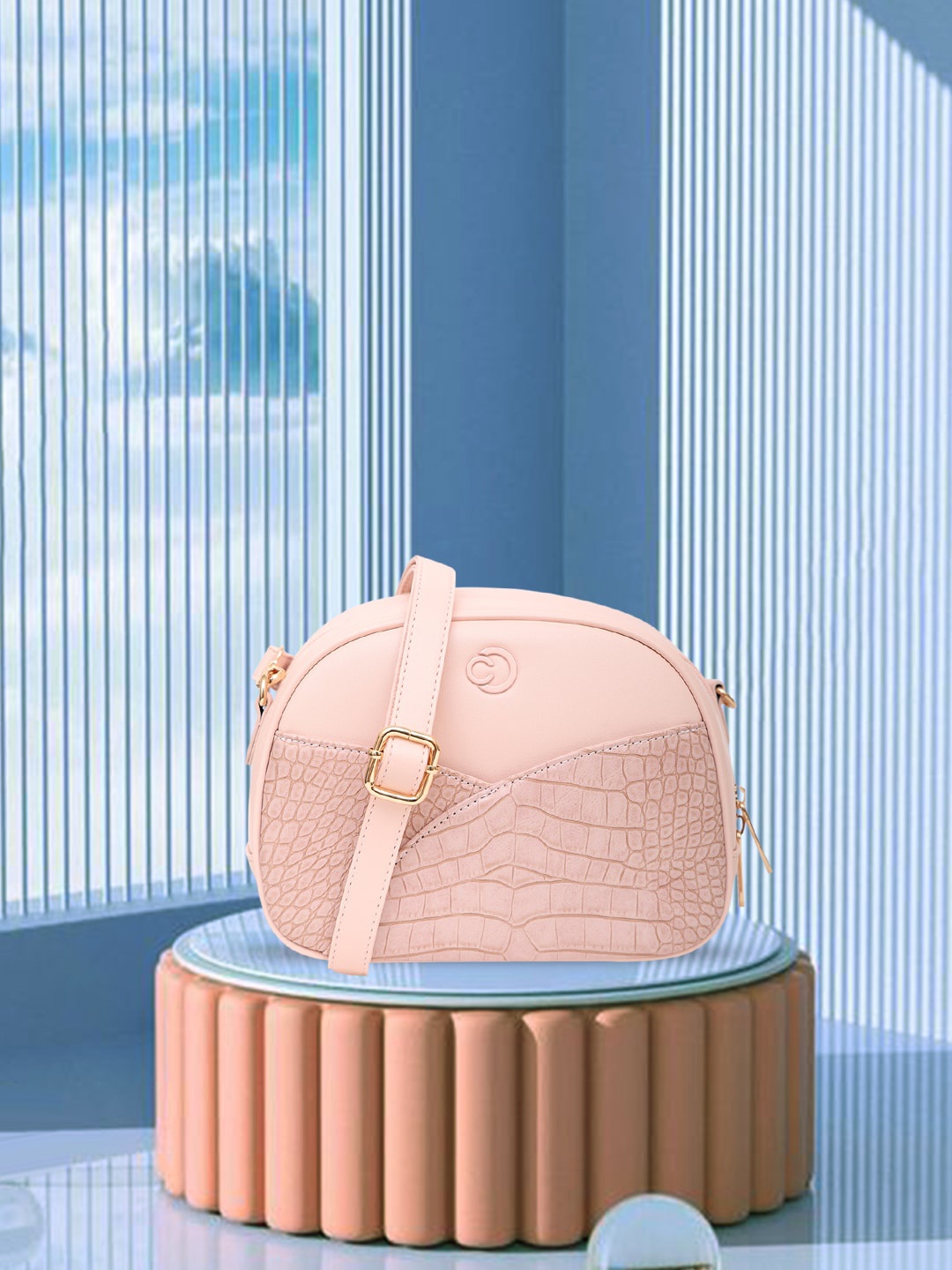 

Caprese Animal Textured Structured Sling Bag, Pink