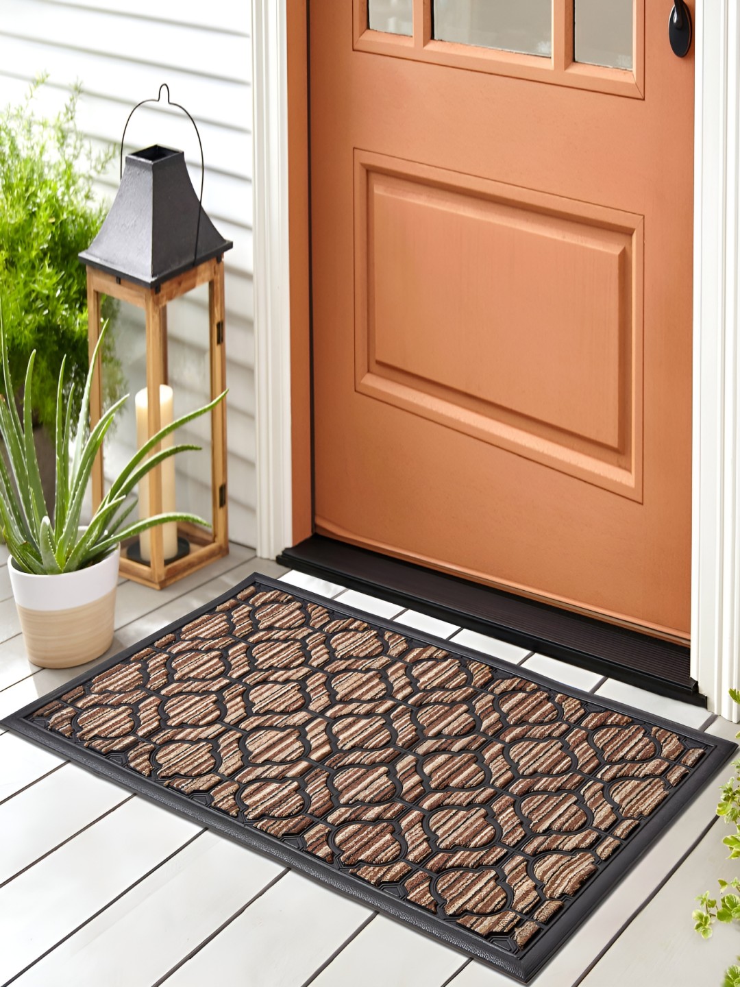 

Home Centre Brown & Black Printed Rectangle Shaped Doormat