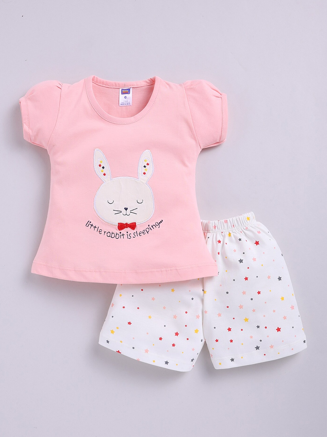 

Nottie Planet Girls Printed Pure Cotton T-shirt With Shorts, Pink