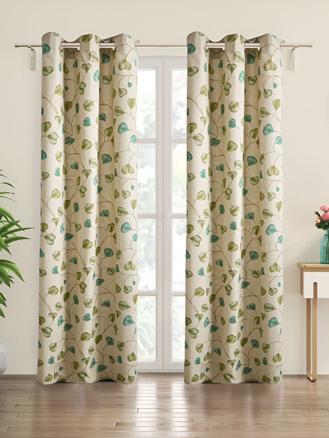 

Home Centre Beige & Green Floral Door Curtain