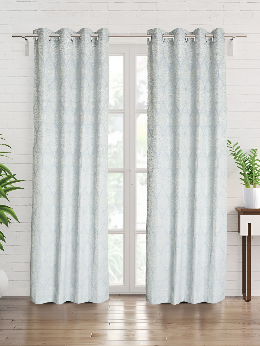 

Home Centre Blue & White 2 Pieces Ethnic Motifs Room Darkening Door Curtain