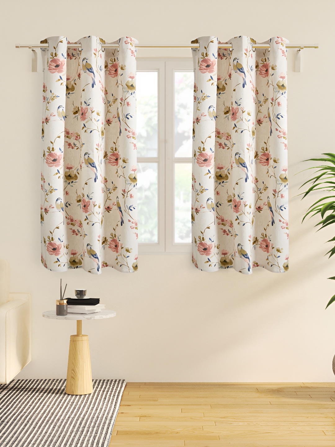 

Home Centre Beige & Peach-Coloured Floral Window Curtain