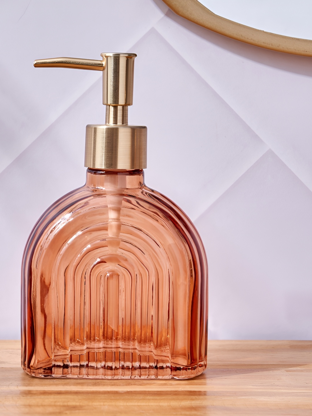 

Home Centre Brown & Gold-Toned Textured Glass Soap Dispenser