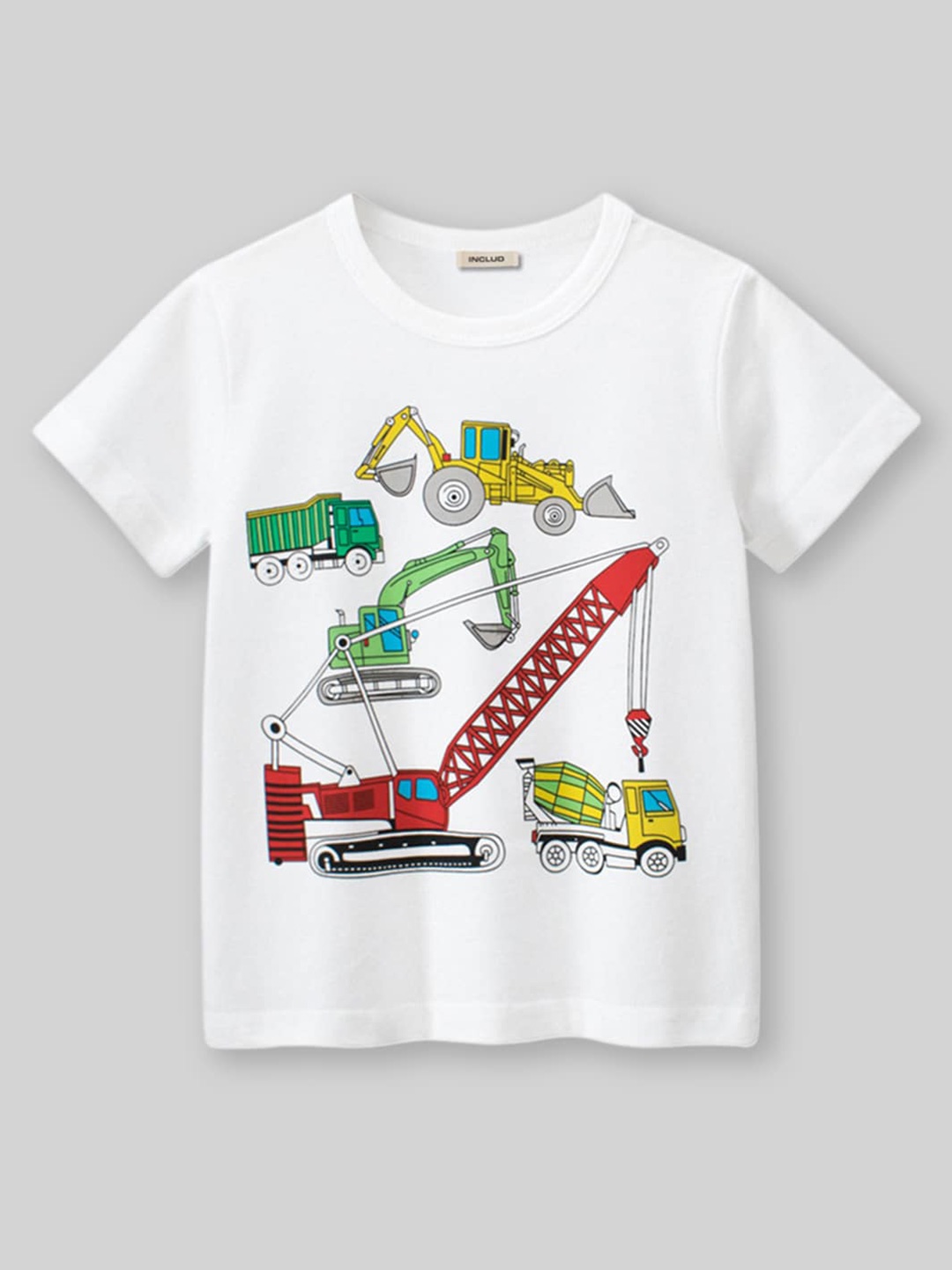 

INCLUD Boys Graphic Printed Round Neck T-shirt, White