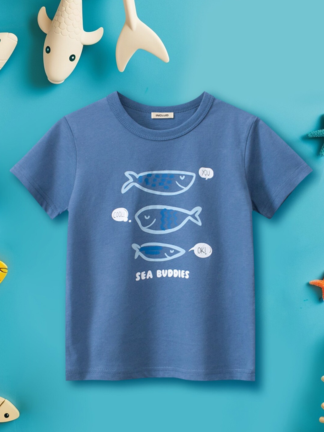 

INCLUD Boys Graphic Printed Round Neck T-shirt, Blue