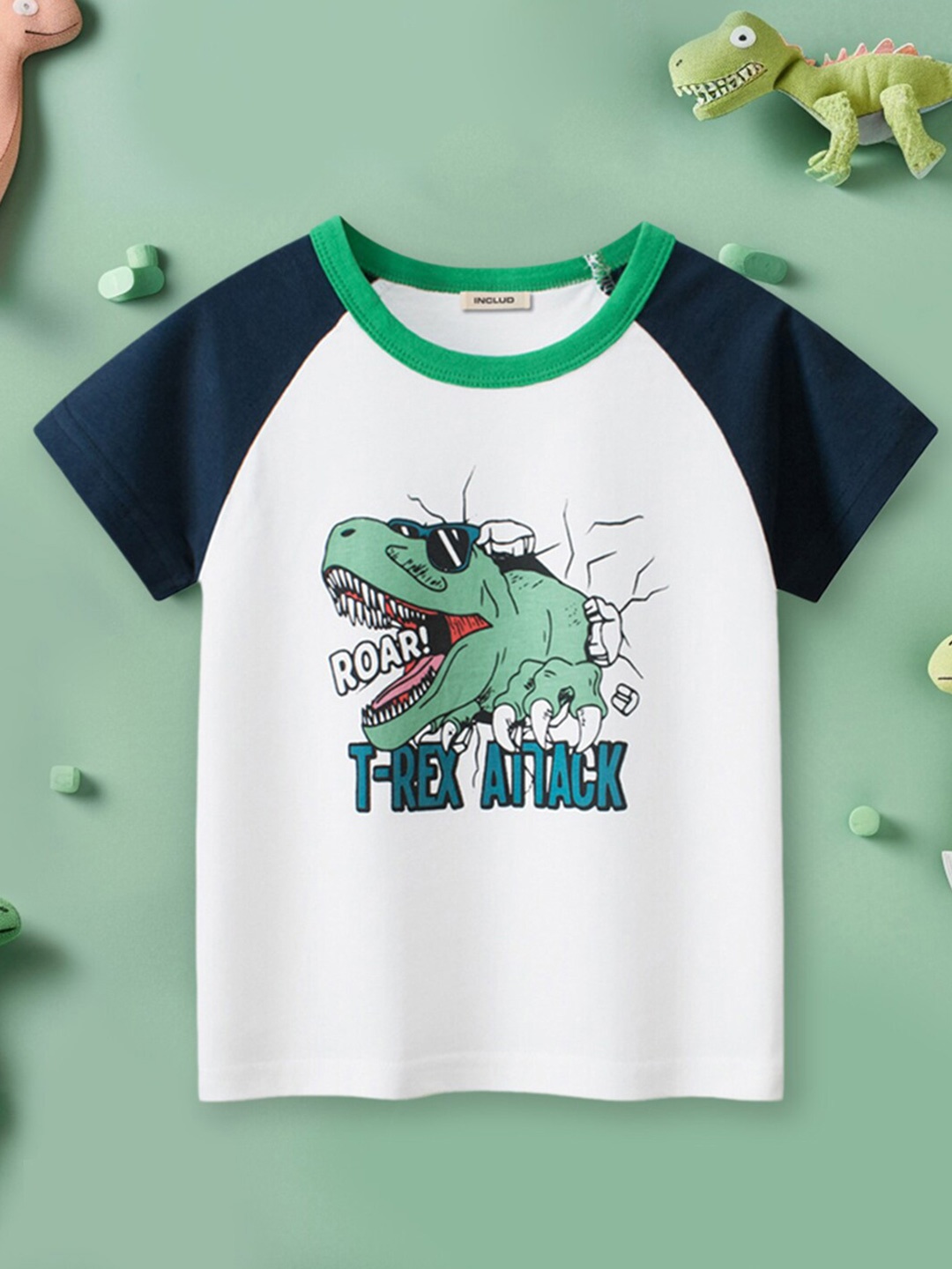 

INCLUD Boys Graphic Printed Raglan Sleeves T-shirt, Blue