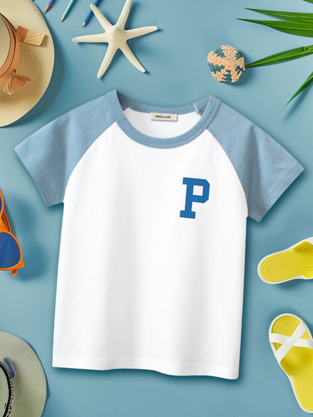 

INCLUD Boys Typography Printed Raglan Sleeves T-shirt, Blue