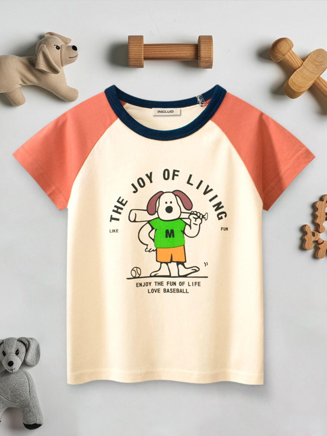 

INCLUD Boys Graphic Printed Raglan Sleeves T-shirt, Orange