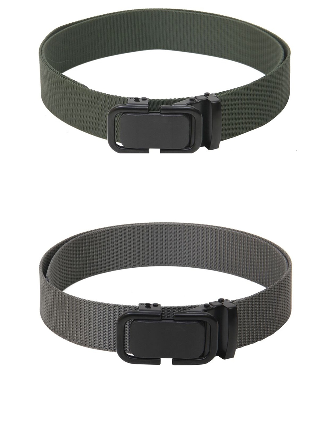 

Calvadoss Men Set Of 2 Textured Belts, Green