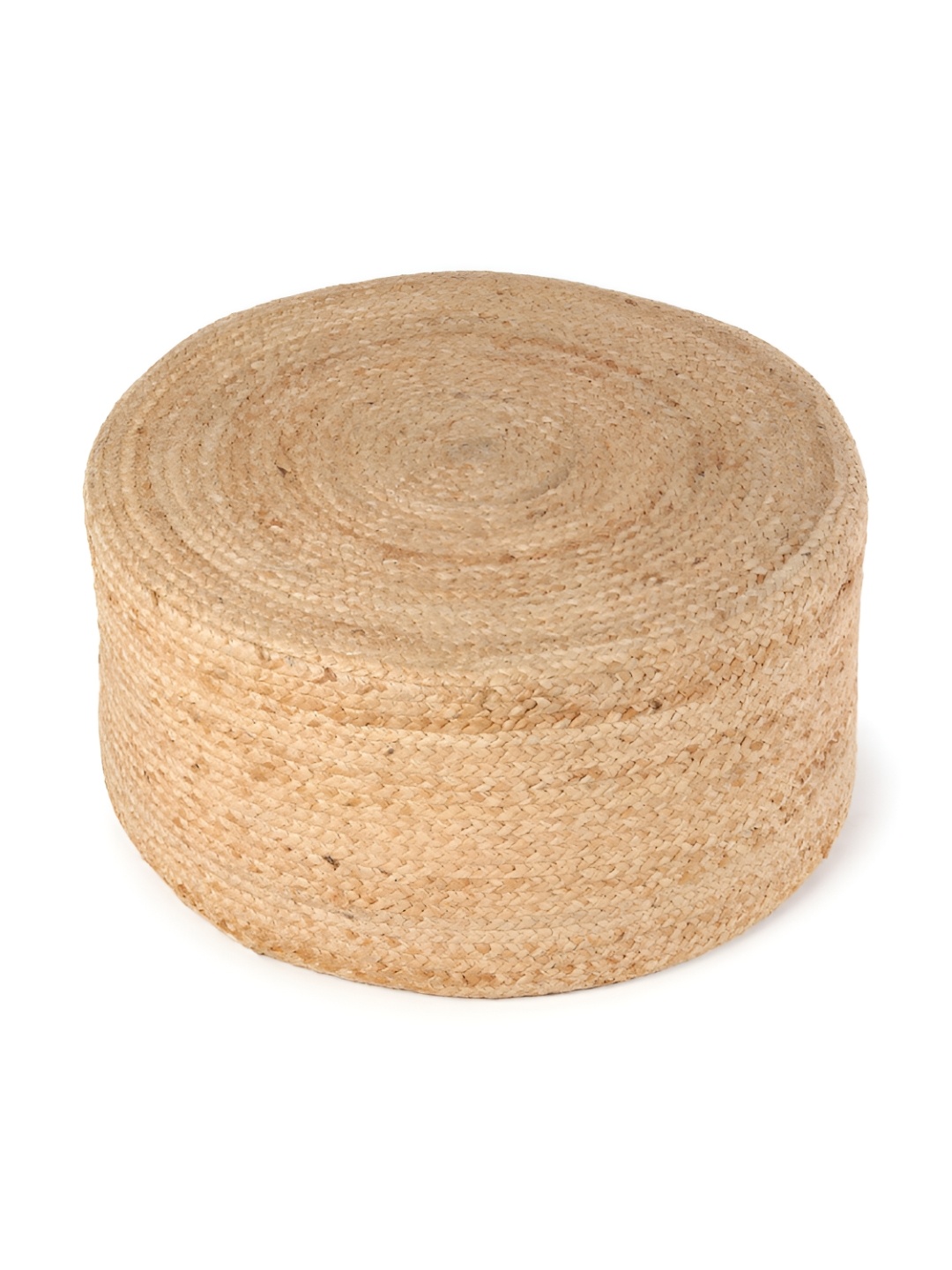 

HABERE INDIA Beige Round Jute Pouff Ottoman